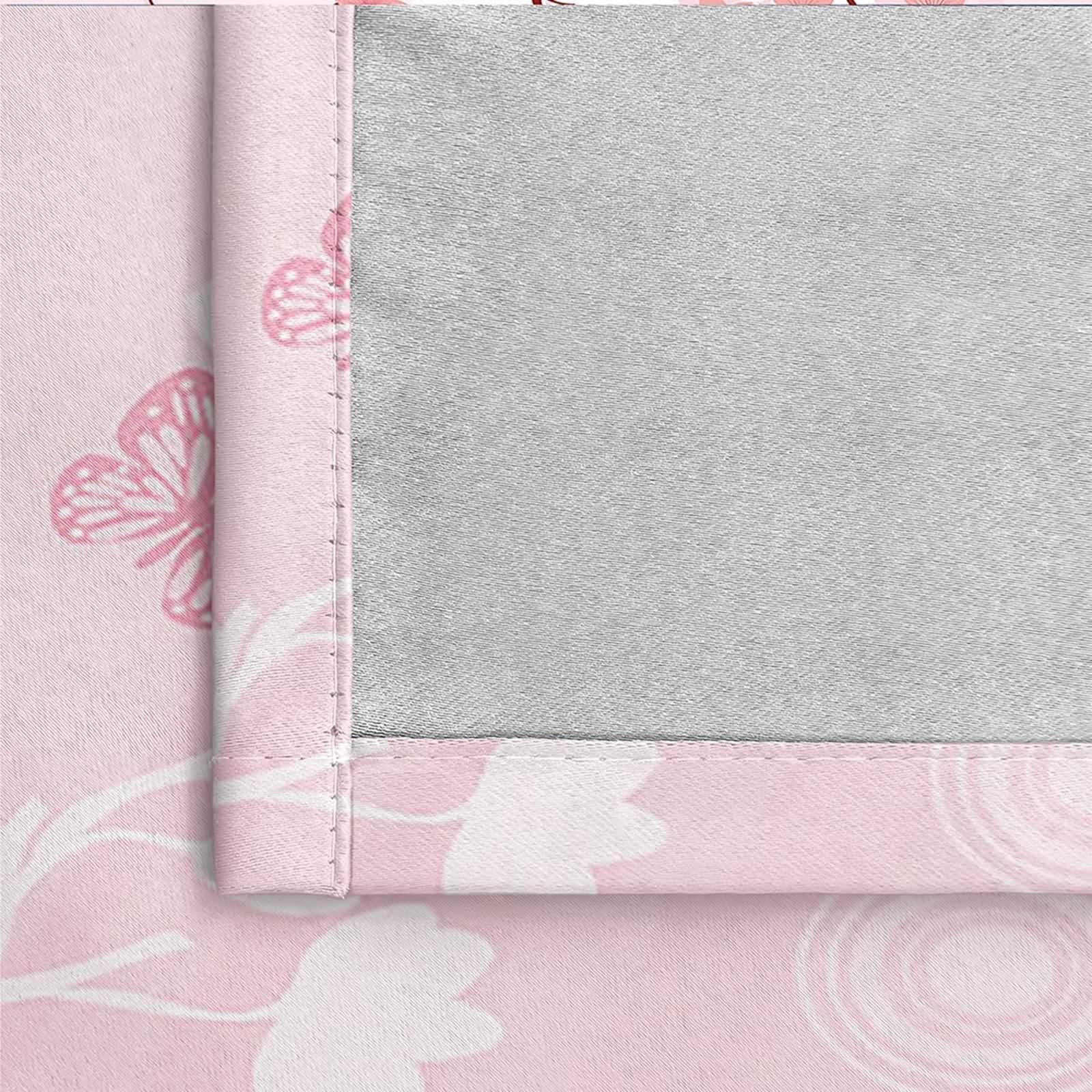 Rideau Anniversaire, Rideau Occultant Cuisine Rose Blanc Polyester Fleurs en Filigrane 102L x 244H CM Lot de 2