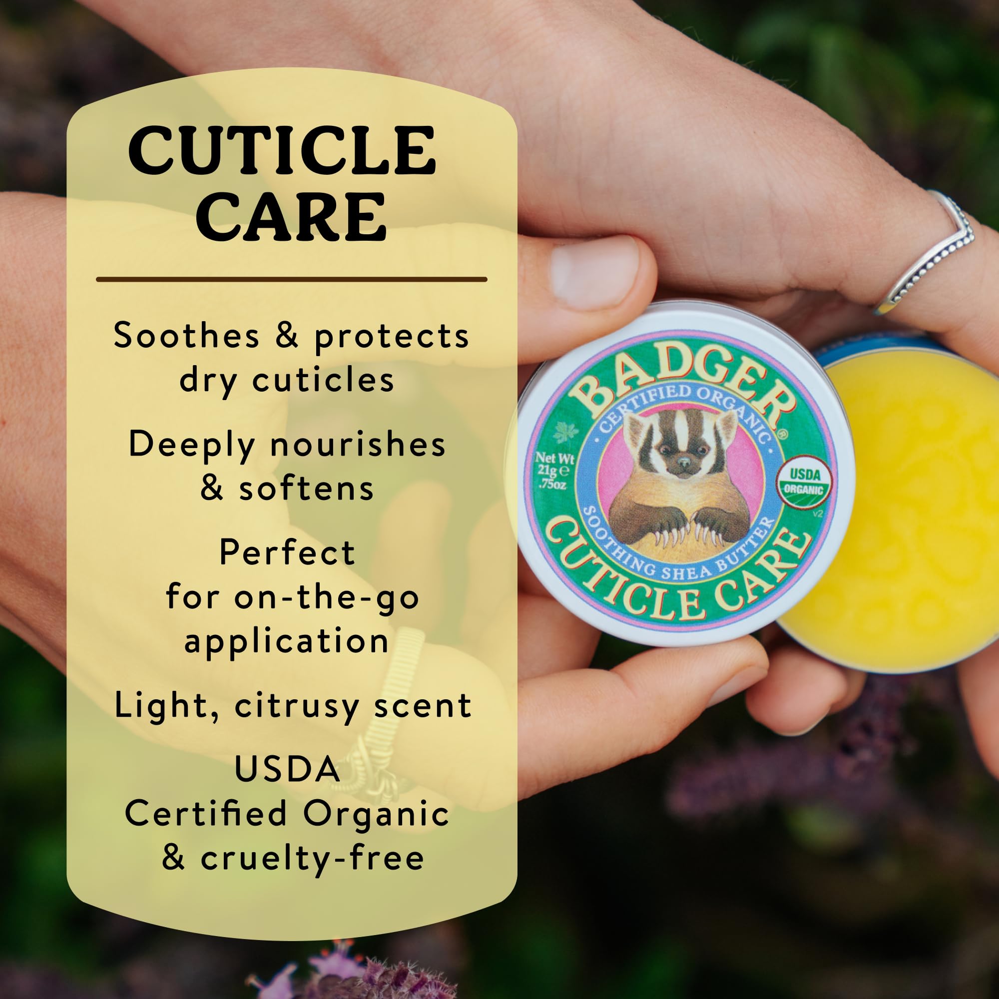 Badger Tin Cuticle Care, mały - balsam do skórek i paznokci - balsam pielęgnacyjny do suchych paznokci - 720308