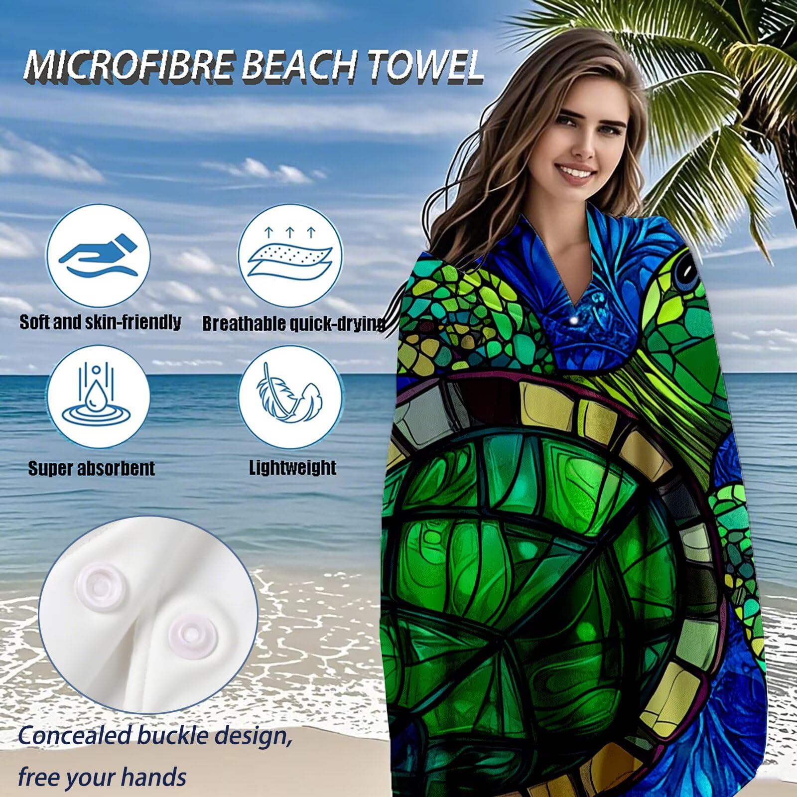 Telo Mare Microfibra, Telo Mare Grande 200 x 100 cm Set da 2, Antisabbia Asciugatura Rapida Assorbente Salvietta da Spiaggia Asciugamano per Palestra Piscina Viaggi Sport Picnic, Regali Donna Q-700