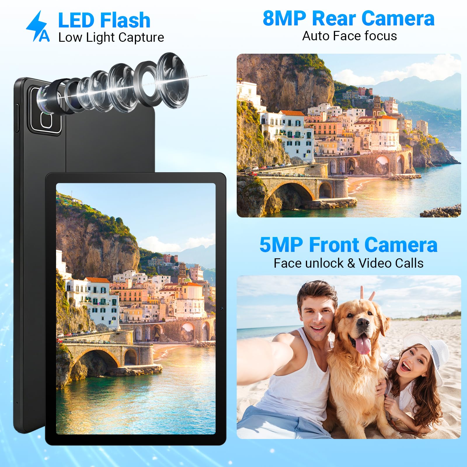 Tablet Android 16, tablet da 11 pollici con tastiera, penna, custodia e mouse, 30 GB RAM 128 GB ROM (1 TB TF espandibile), 7800 mAh, WiFi 6, BT5.4, doppia fotocamera, 2 in 1, tablet pad PC per