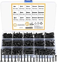 405 Stück schwarz Rundkopfschrauben Set, M3/M3.5/M4, Torx Holzbauschrauben, Edelstahl Blechschrauben, Flachkopfschrauben, selbstschneidende Schraube Sortiment Kit, mit 3 Stück Bits