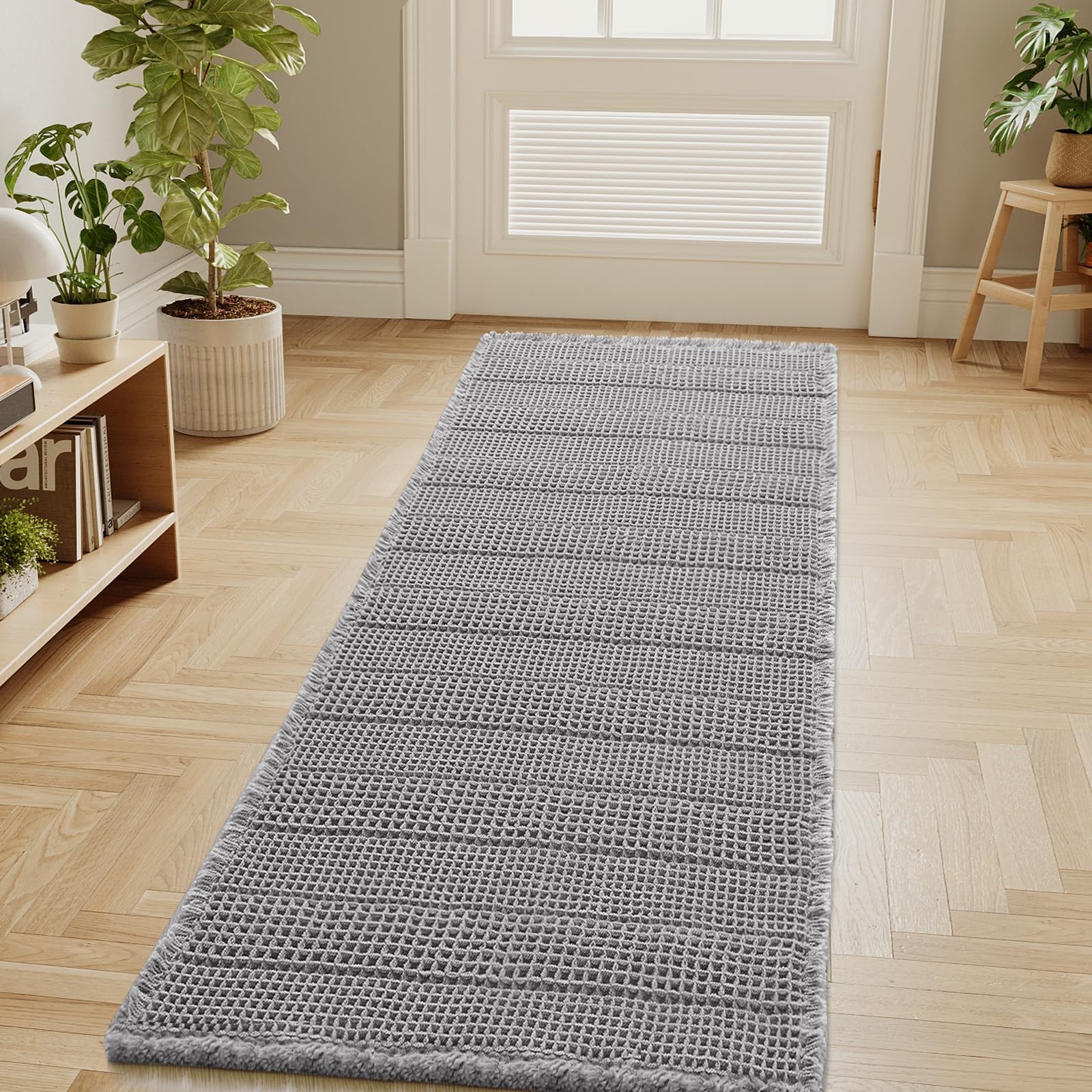 H.VERSAILTEX Waffle Bath Mat Super Absorbent Non Slip Bath Rugs for Beside Tub, 24" x 60", Dove