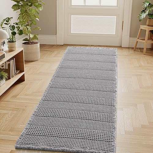 Miniatura 36 de H.VERSAILTEX Alfombra de baño de goma eva súper absorbente, alfombras de baño antideslizantes para piso de baño, alfombras de baño lavables a Crema