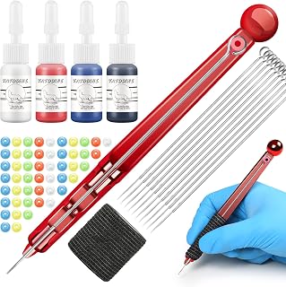 Tatooine Hand Stick and Poke Tattoo Kit,Hand Poke Stick Pen with 4 Color Tattoo Inks Pigment Bandage,10 Pcs Tattoo Needles Grommets,Tattoo Supplies Kit for Beginners Artists