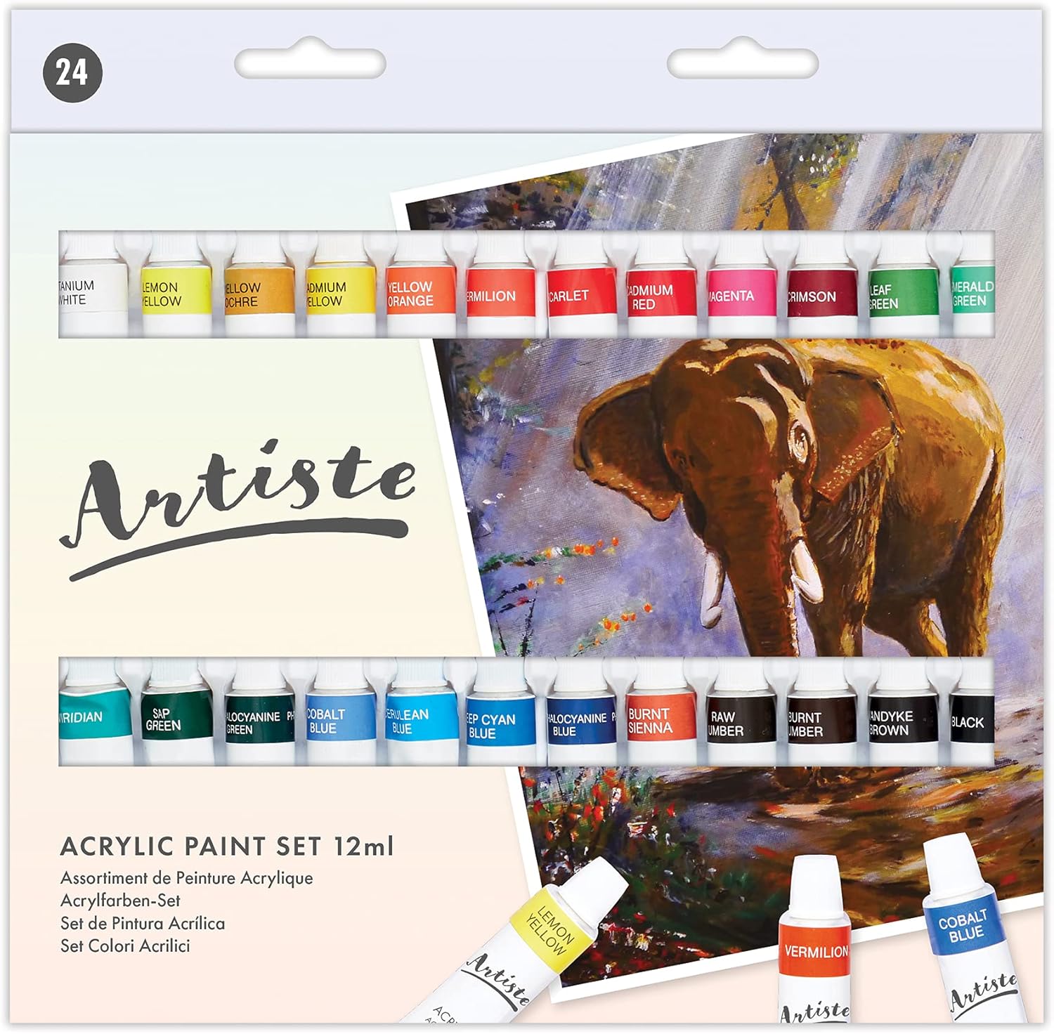 Artiste Acrylic Paint Set 24 Pack 12ml Amazon.co.uk Home & Kitchen