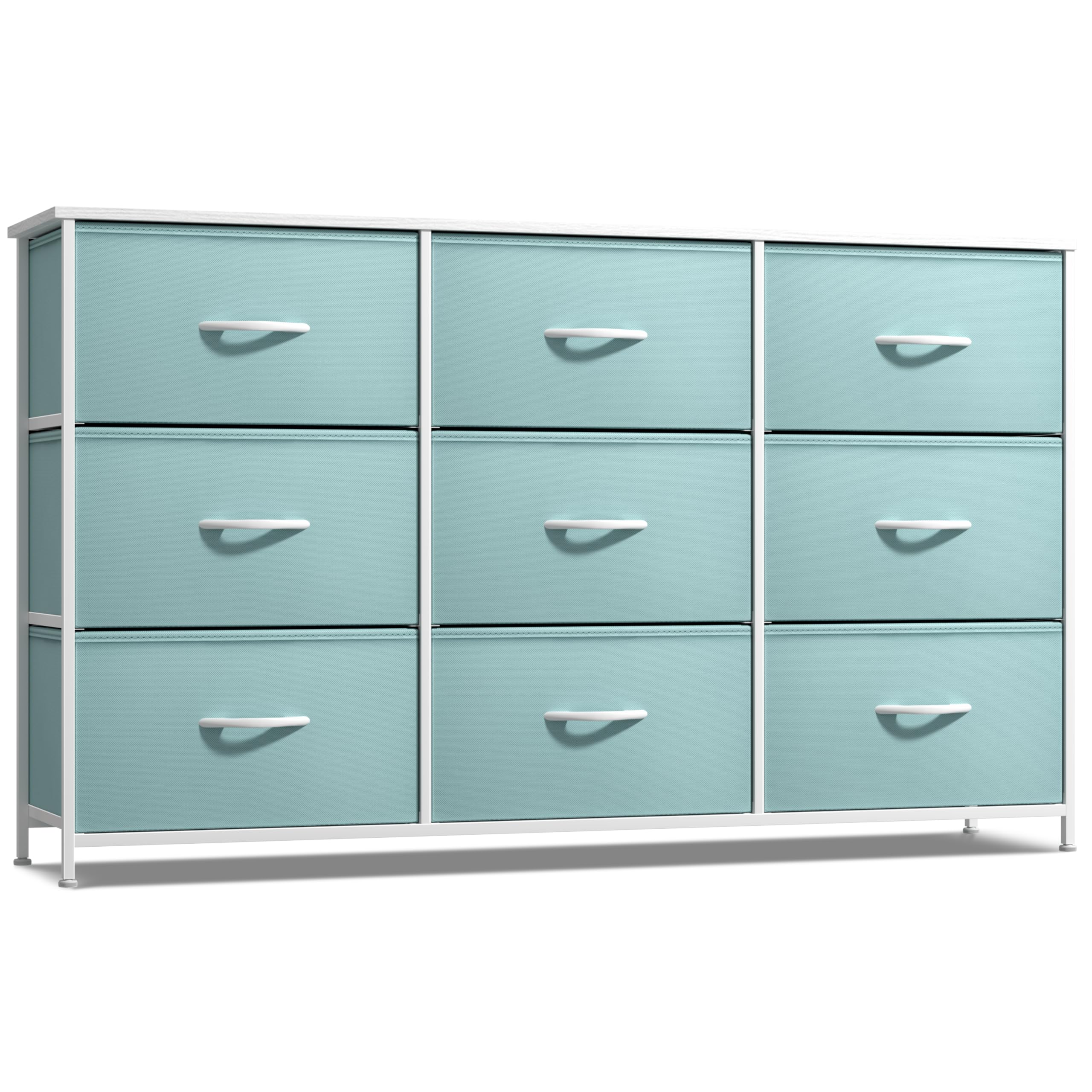 Sorbus 9-Drawer Kids Dresser for Bedroom, Wood Top (Aqua)