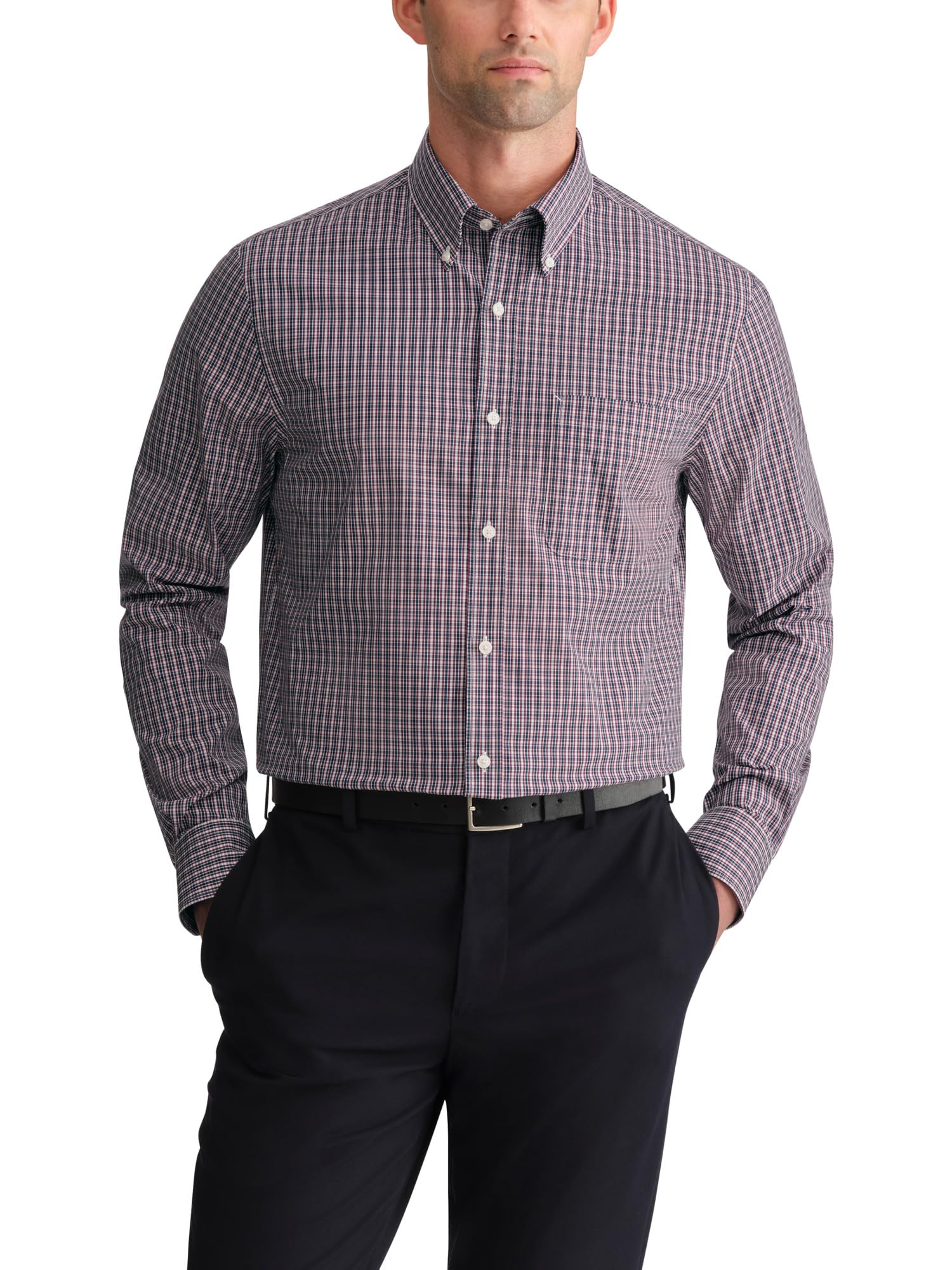 Men's Dress Shirt Regular Fit Wrinkle Free Check