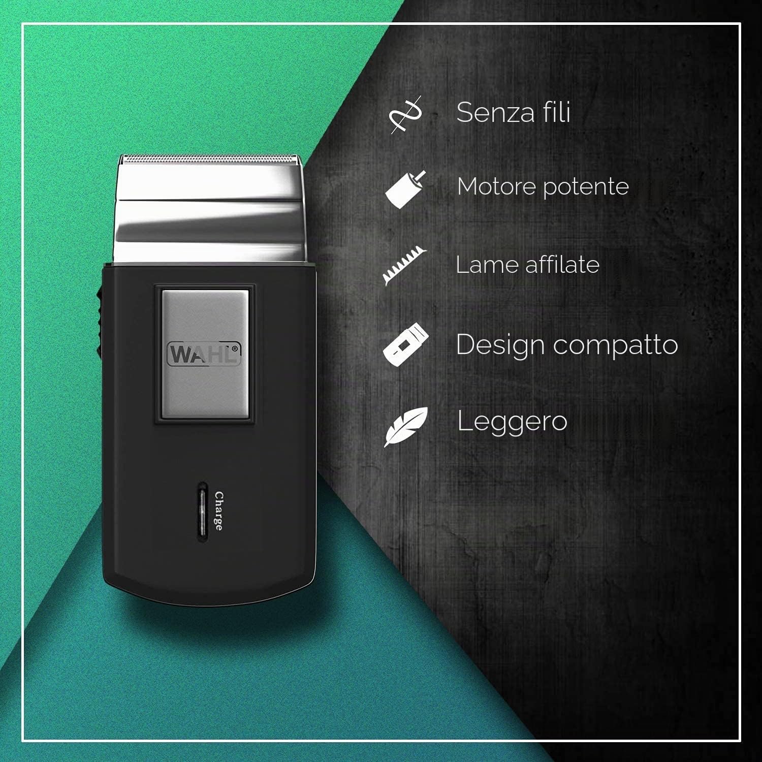 WAHLWAHL DETAILER CORDLESS SENZA FILO CON LAMA T-WIDE & 3615-0470 - Mobile Shaver Rasoio Cordless, neroWAHL