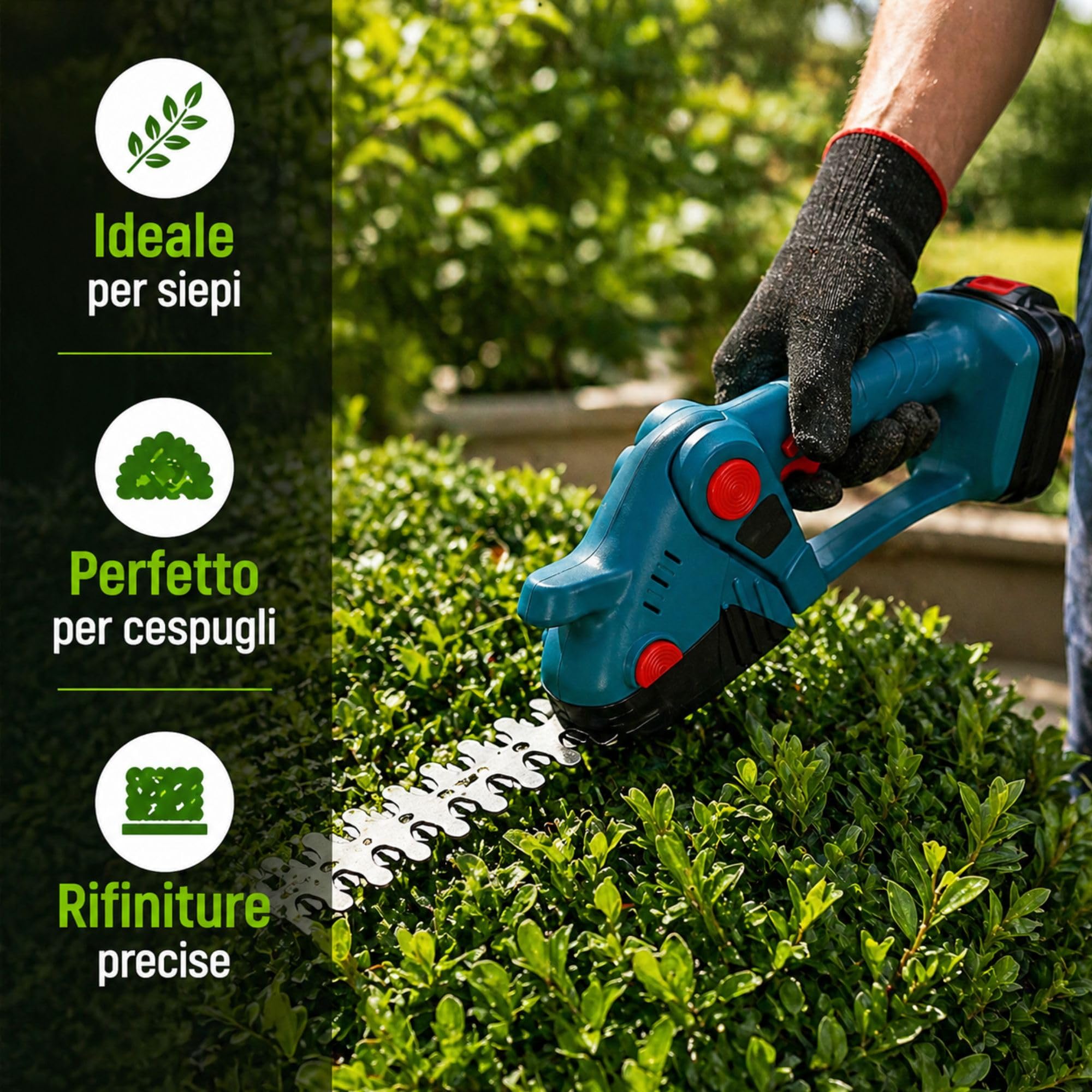Tagliasiepi a Batteria 48V Senza Fili, 2 Batterie Incluse | 2 Lame Intercambiabili 23cm + 15cm, Taglio Preciso per Siepi Cespugli e Piccoli Rami, Leggero e Potente