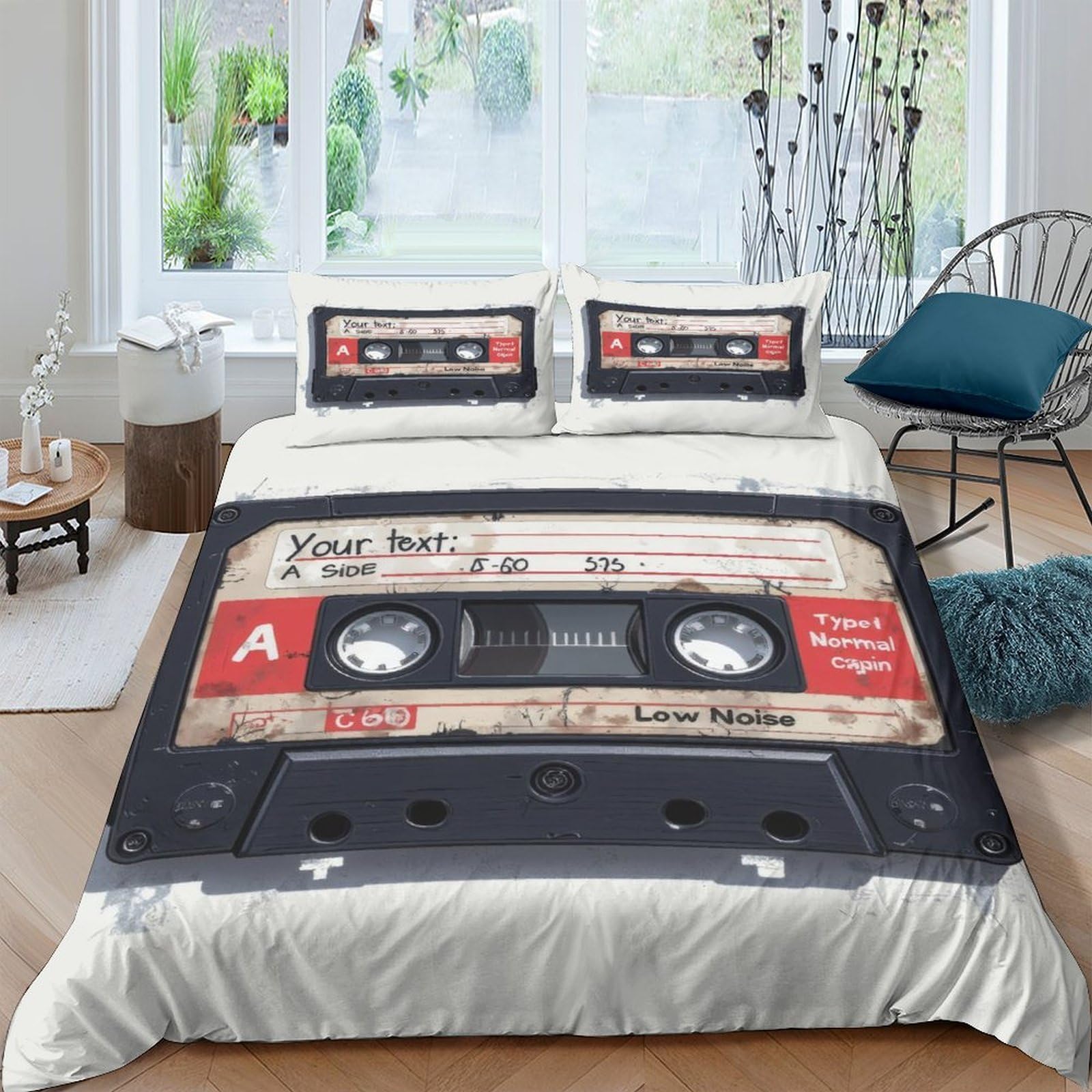 Ctjqhvkz Style-5 3D Printed Retro Cassette Fitted Sheet Microfiber Soft Breathable Music Tape Bed Cover For Bedroom Guest Room Decor Single（135X200cm）