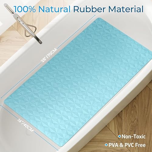 Miniatura 6 de WRISIN Tapete antideslizante para bañera y ducha, tapete de goma natural con 241 ventosas, tapete de seguridad suave para baño, patrón único de