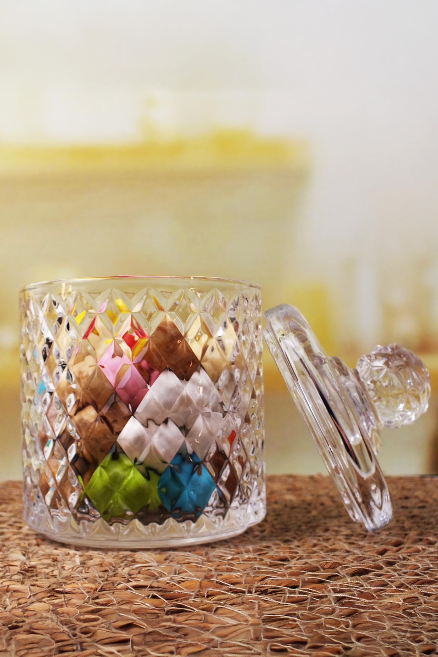 Deconox Lüx Kristal Büyük Cam Şekerlik & Cam Lokumluk, Kesme Cam Lüx Şekerlik 13cm*7.8cm - 06640