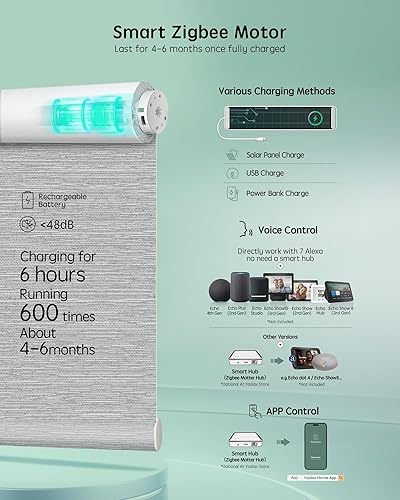 Miniatura 54 de Yoolax Persianas motorizadas con control remoto, persianas inteligentes opacas para ventanas, persianas enrollables motorizadas, persianas Tela