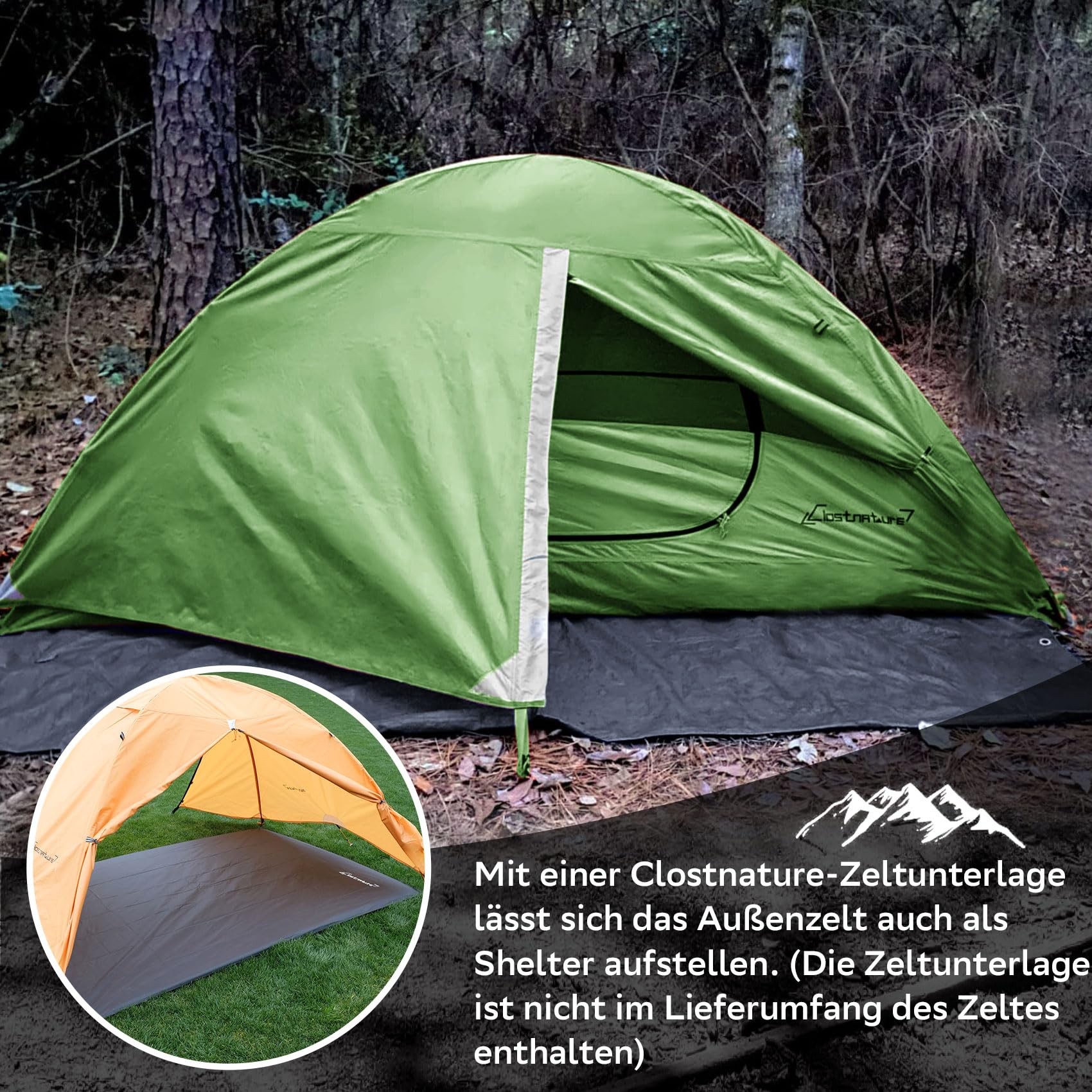 Clostnature Camping Zelt für 1/2/3/4 Personen - Wasserdichtes Campingzelt, Leicht mit Kleinem Packmaß, Winddicht, 3-4 Jahreszeiten Bikepacking Zelt, Geeignet für Trekking, Outdoor, Wandern, Kuppelzelt