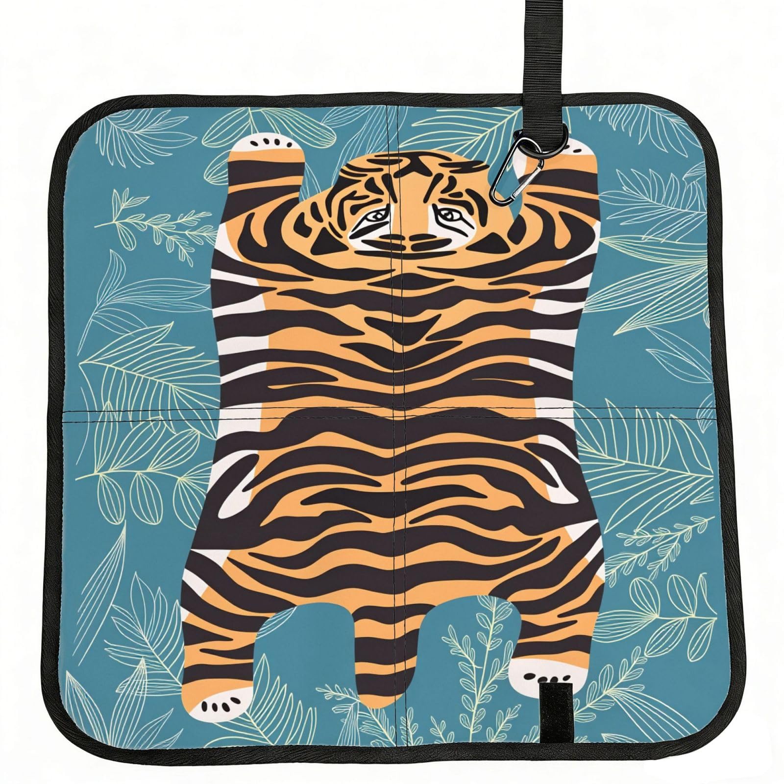 SDEGTHO Tiger-Print Print Padded Seat Pad Folding Cushion Waterproof Bench Mat Portable Outdoor Rest Mat 15.8"