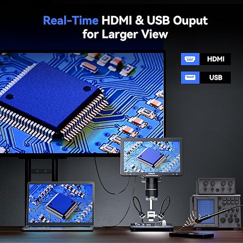 Miniatura 7 de TOMLOV DM601 Triple Lens Digital MicroscopeHDMI LCD Microscope with Screen7 inch IPS Soldering Coin Microscope with Lights Microscope Slide Holder