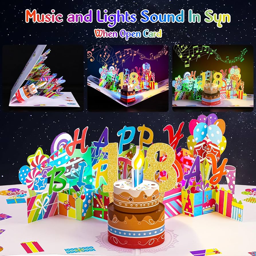 Amazon.com : Gumry 18TH Musical Birthday PopUp Card