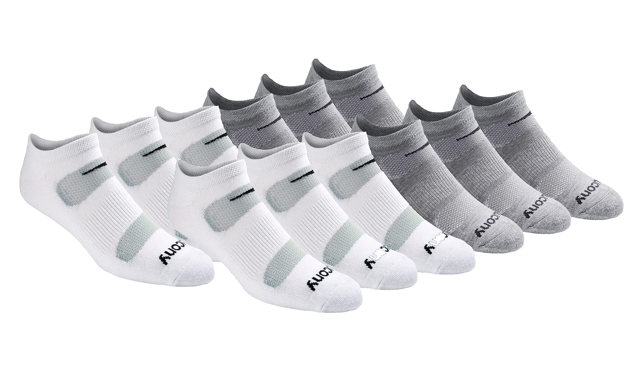 Saucony Men's RunDry Mesh Ventilating Comfort Fit Performance No-Show Socks, Available in M-XXL (6, 12, 18 Pairs)
