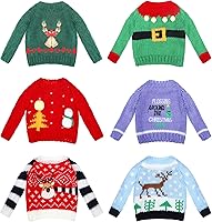 Vista 1 de Chalyna 6 piezas de ropa de muñeca de Navidad, accesorios de Navidad, suéter pequeño, ropa de punto, accesorio de Navidad, accesorios de ropa