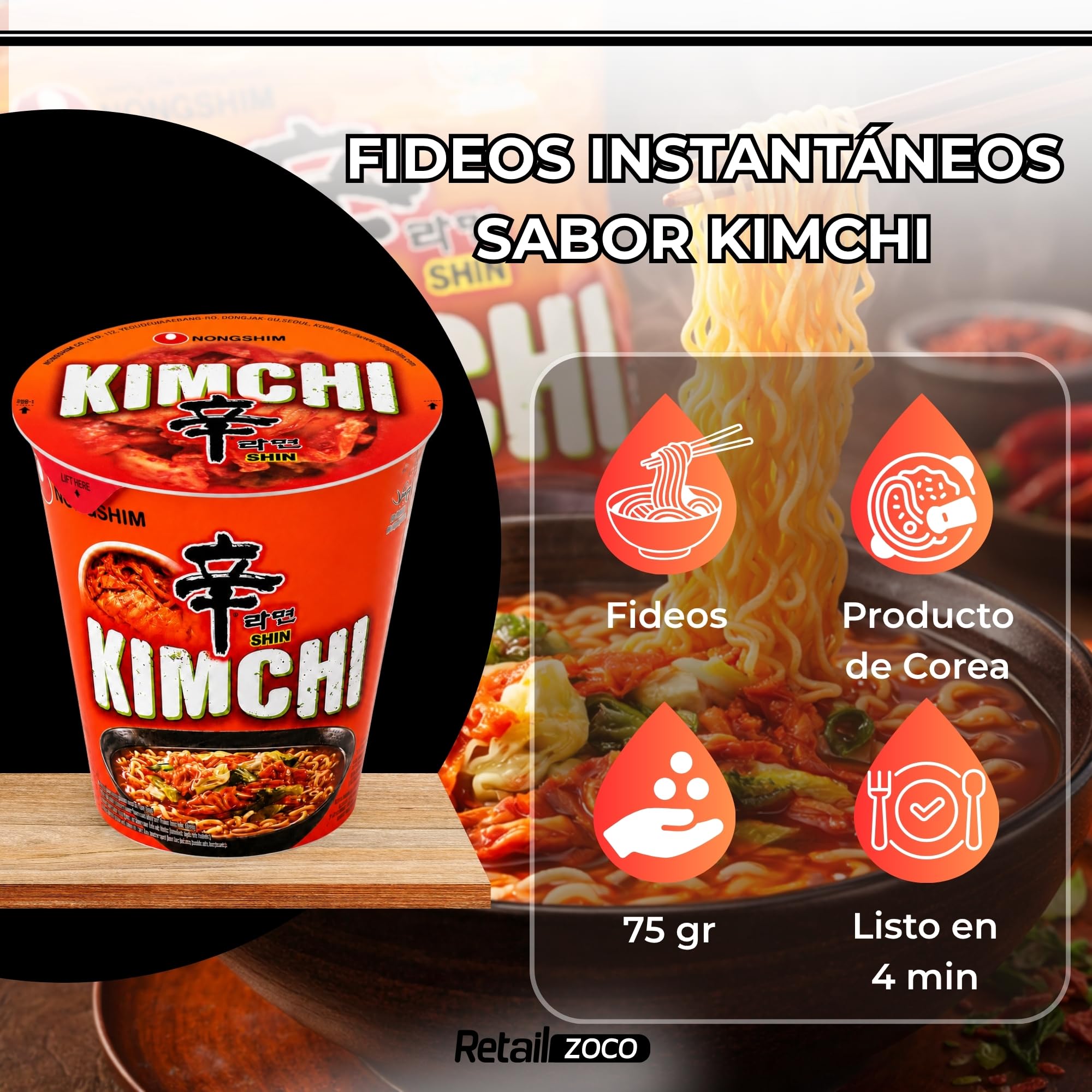 Ramen Picante Nong shin, Fideos Instantáneos Nong Shim Shin Ramyun, Instant Noodle Ramen Corea, Original Coreano, Agrega agua caliente y déjalo reposar durante 3 ó 4 minutos, 3 unidades de 75 g - imagen 2