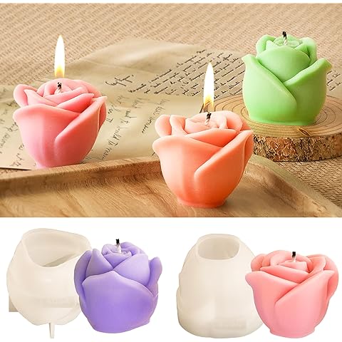 2 Pack Rose & Succulent Silicone Molds for Candle Making & Home Decor