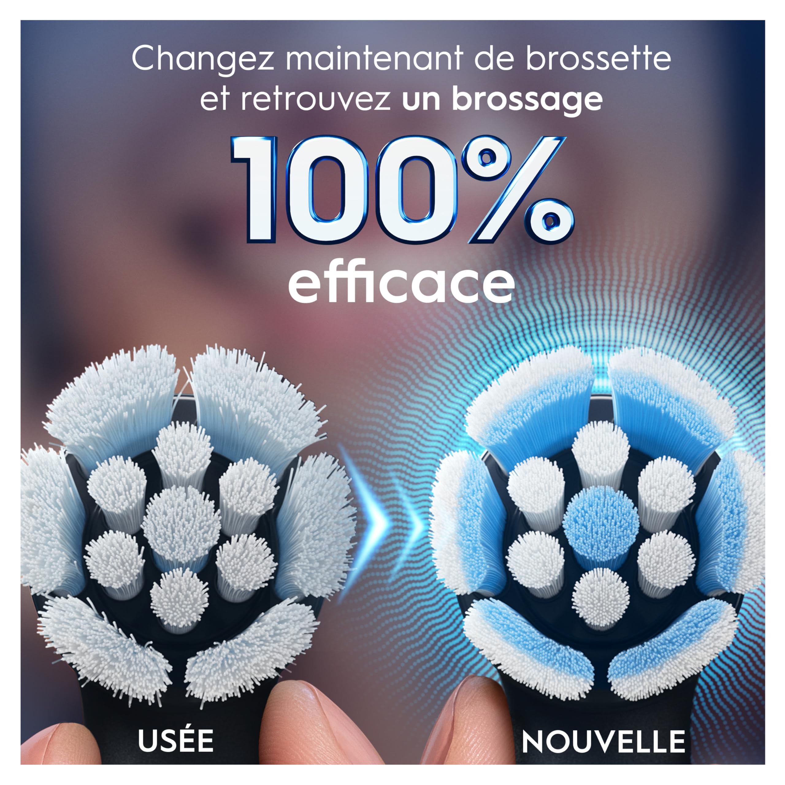 Oral-B Brossettes de Rechange Gentle Care, lot de 8, Noires | Recharges Brosse à Dents Électrique iO, 4000 Brins Souples pour un Brossage Doux sur les Gencives, Emballage en Carton
