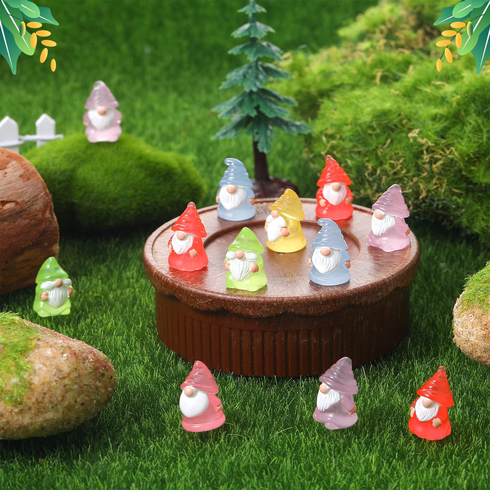 GSrenyu 30 Pcs Mini Gnomes Figurines Luminous Resin Gnomes 6 Colors Mini Resin Figures Garden Gnome Miniature Figurines for Garden Landscape Dollhouse Patio Yard Lawn Potted Decor - Image 4