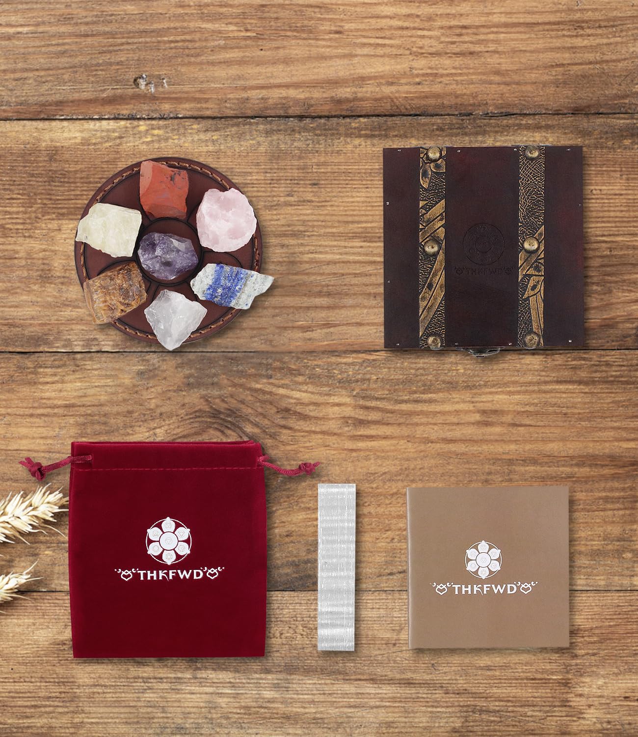 7 cristales de chakras y piedras curativas con placa de carga de selenita y folleto guía para principiantes, colección, meditación, yoga