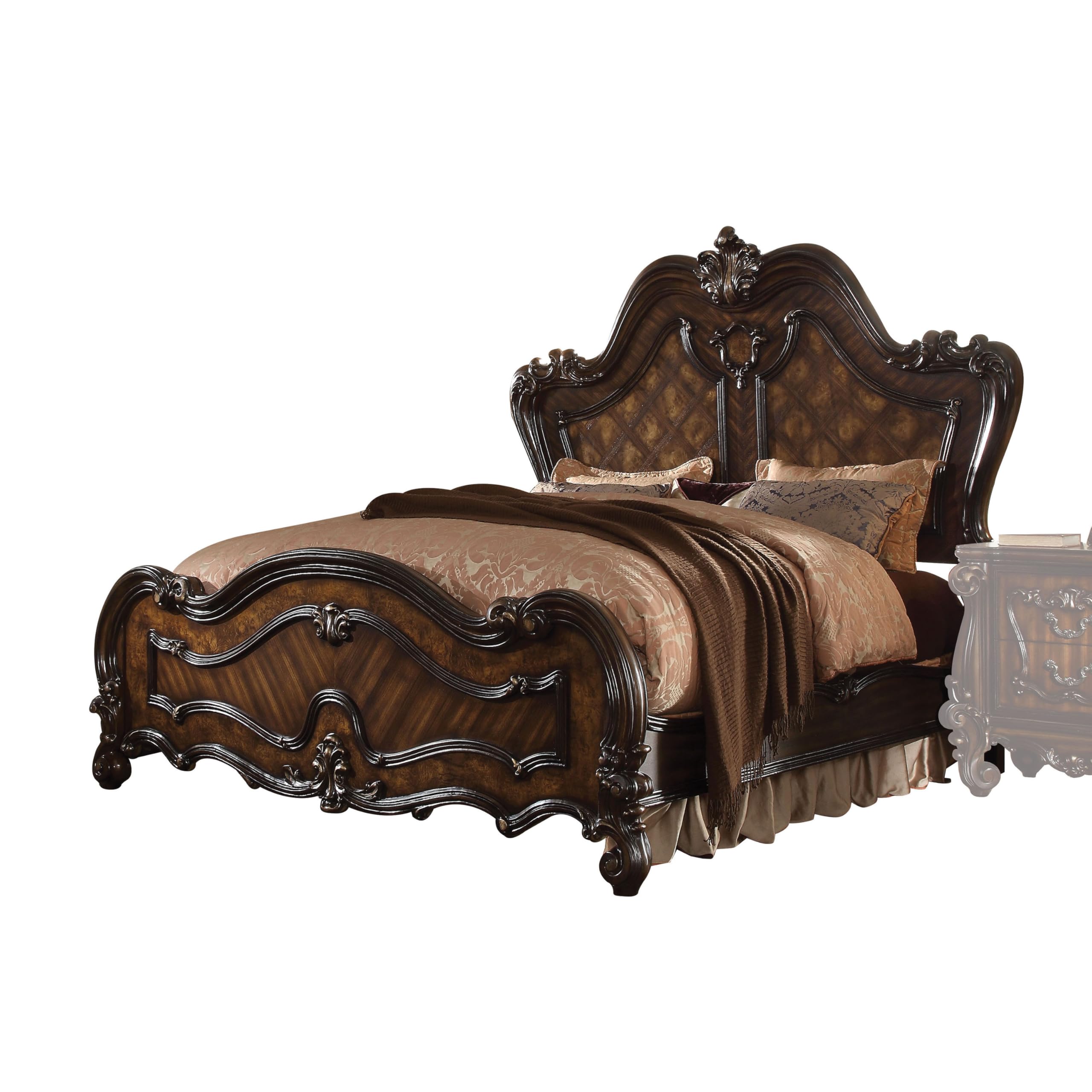 Amazon.com: Acme Versailles King Wooden Panel Bed in Cherry Oak