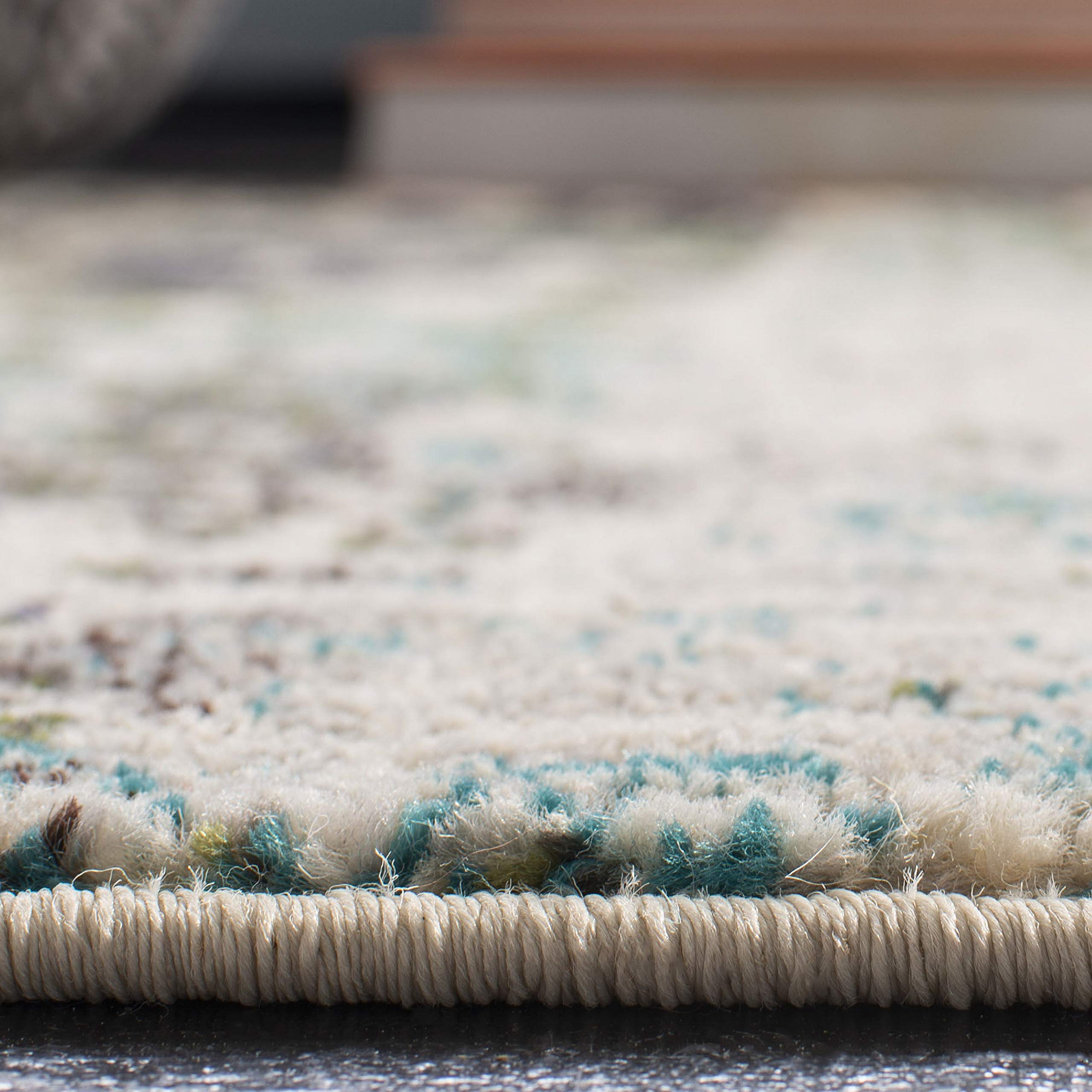 SAFAVIEH Tapis Contemporain pour Salon, Salle à Manger, Chambre à Coucher - Madison Collection, Tapis à Poil Court, Bleu et Vert, 122 X 183 cm