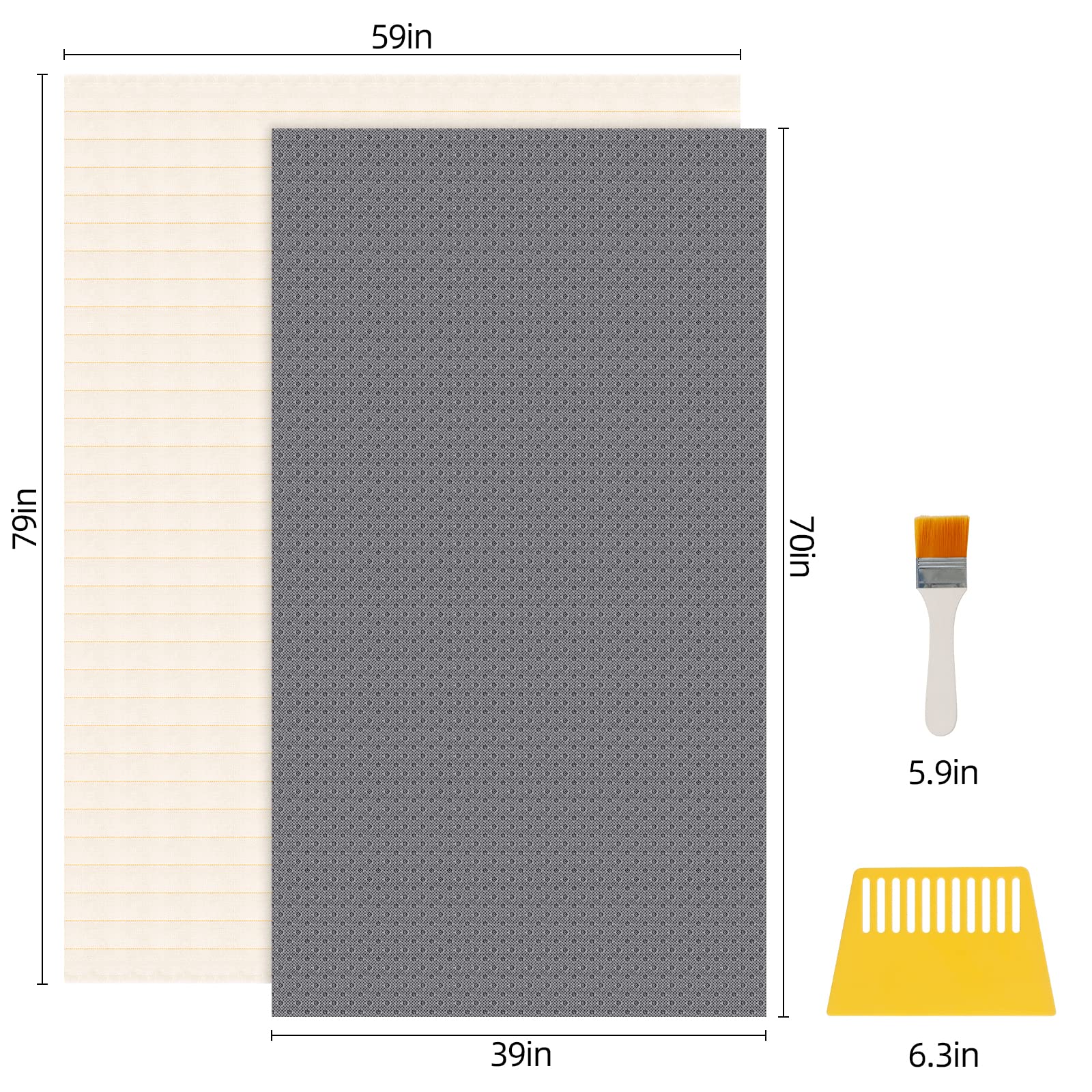 Tufting Cloth 2x1.5m (79"x59") mit Gelb Markierten Linien 1.8x1m (70"x39") Rutschfester Filzrücken Monk Cloth Rug Tufting Kit