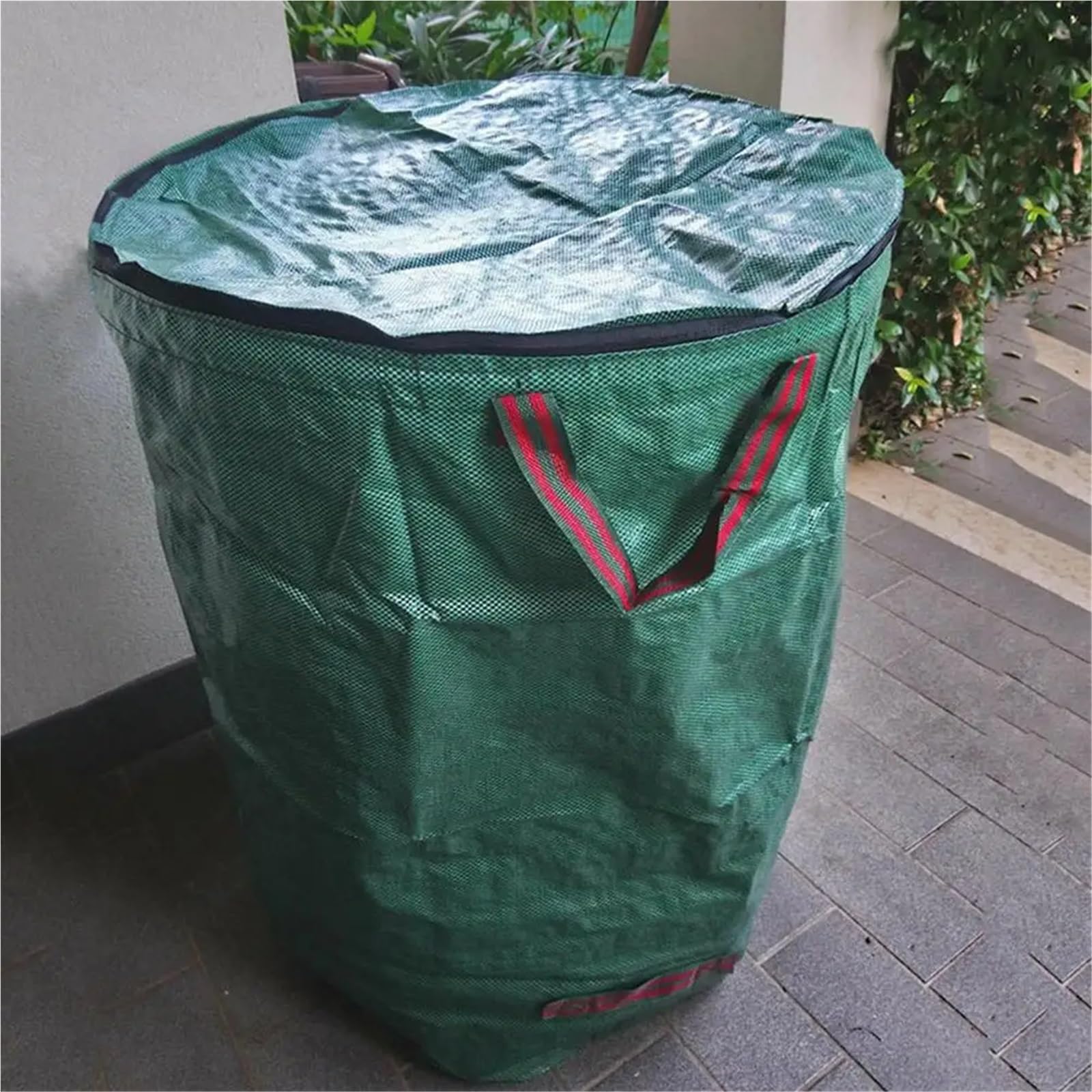 5 pz 272/300L Riutilizzabili Sacchetti for Rifiuti Da Giardino Foglia Di Stoccaggio Contenitore Della Spazzatura Sacco for Immondizia Resistente Con Coperchio Per Foglie Rifiuti(300 L)