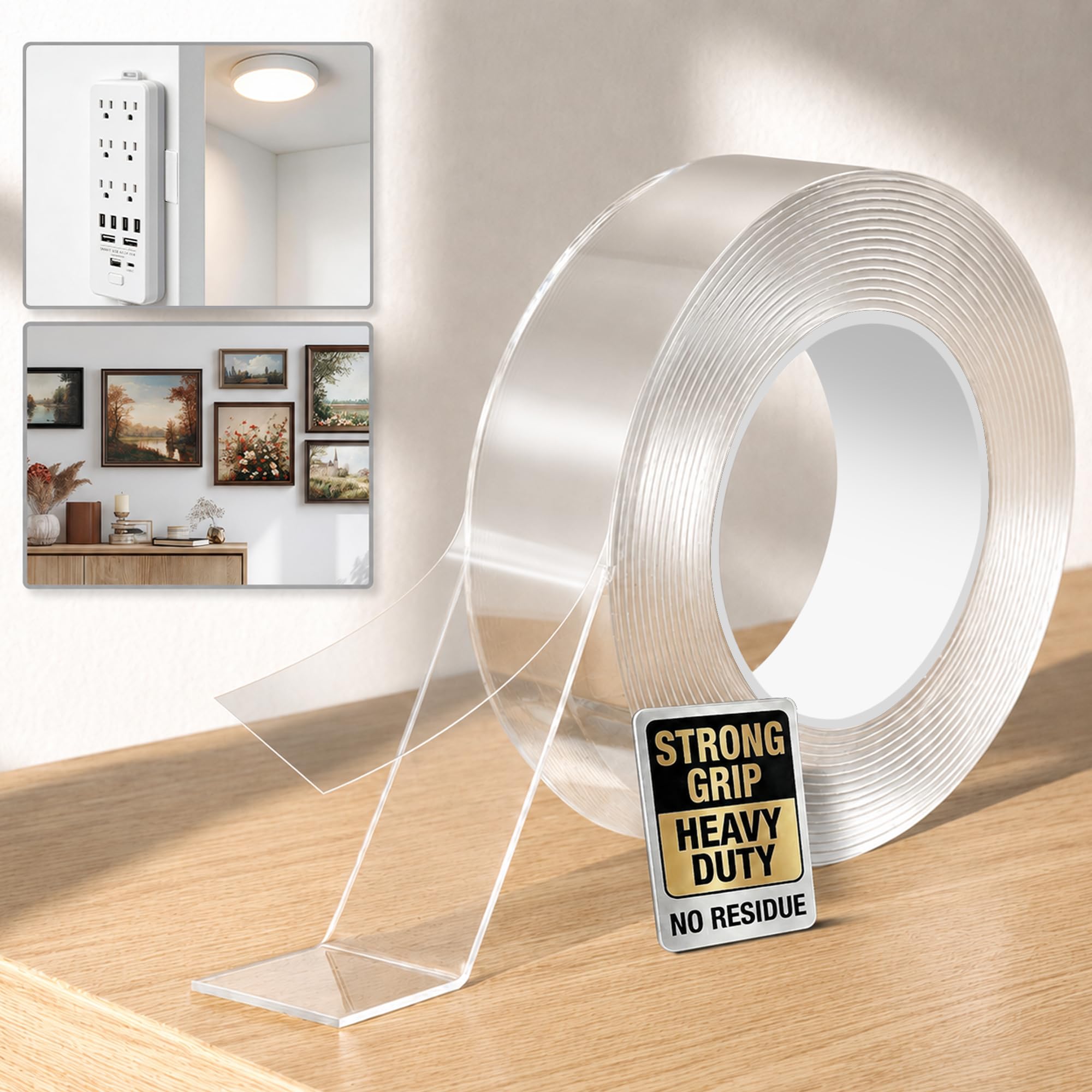 Yeefeoch Double Sided Heavy Duty Clear Mounting Tape 1.18in x 10ft