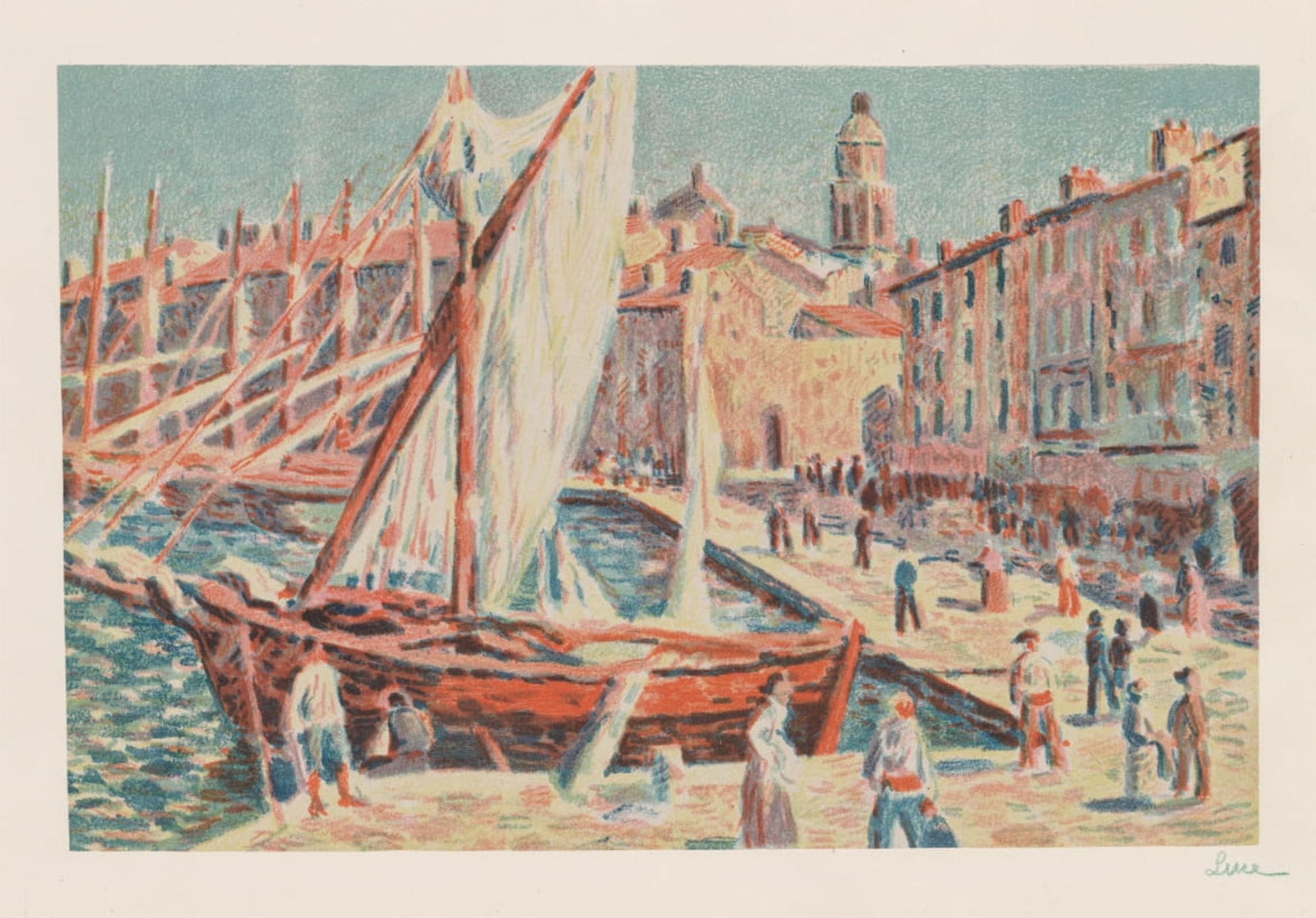ARTXLXXBN Famous Prints Artwork Pictures Poster Painting Art Saint-tropez by Maximilien Luce Artwork Landscape Pictures for Home Decor 60x90cm