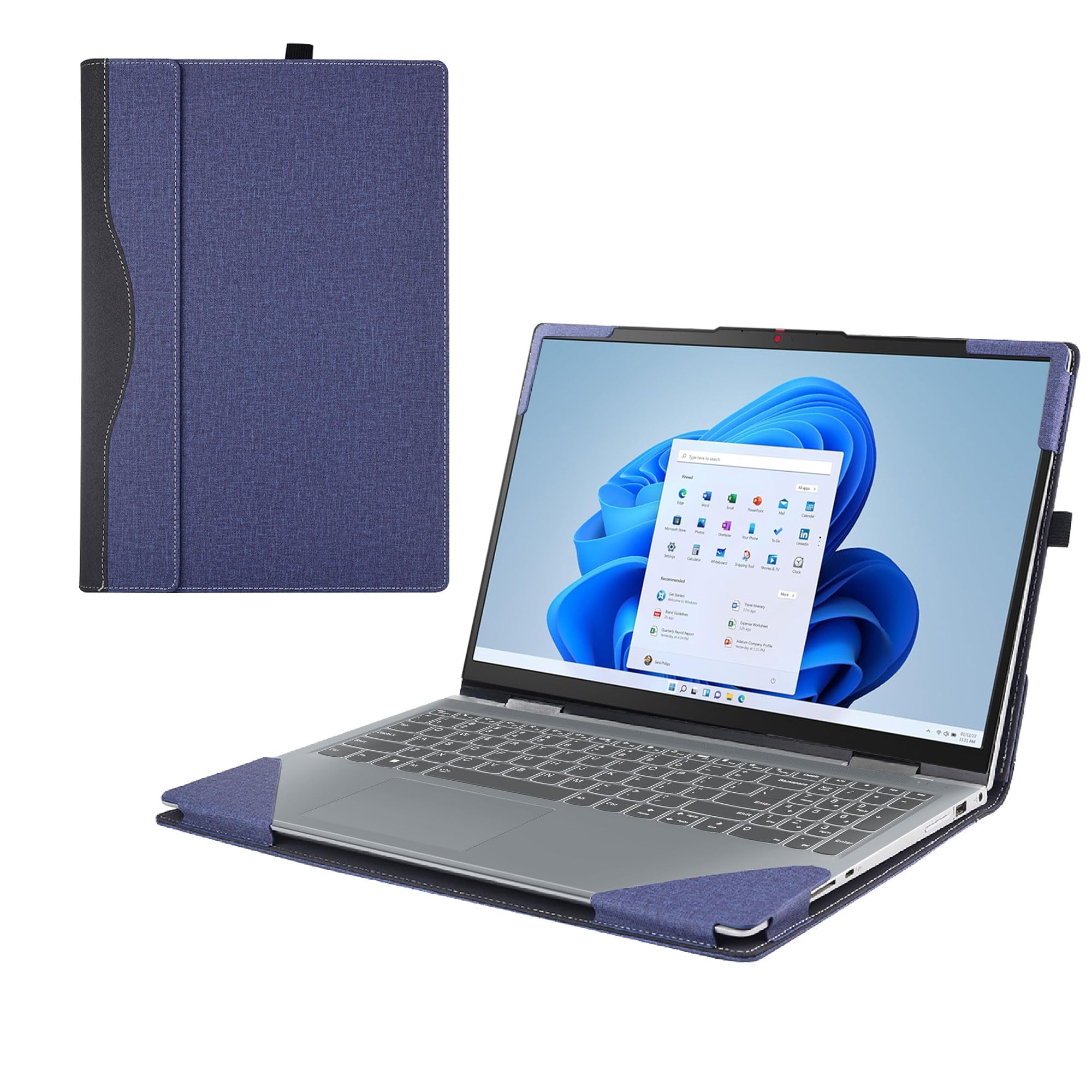 RUNMEIJIA Laptop Cover Case for Lenovo IdeaPad Slim 3 | 3i 15″ 2022-2024 15ABR8 / 15AMN8 / 15IAH8 / 15IAN8 / 15IRH8 / 15IRU8.2-in-1 PU Leather