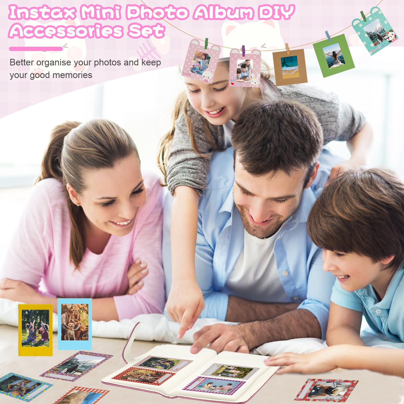 UMILKI 103 Pcs Instantané Caméra Accessoires Compatibles avec Instax Mini Appareil Photo Instantané, Comprendre Album Photo/Filtre/Cadre Mural/Autocollant de Bordure/Cadre Photo Papier Maché
