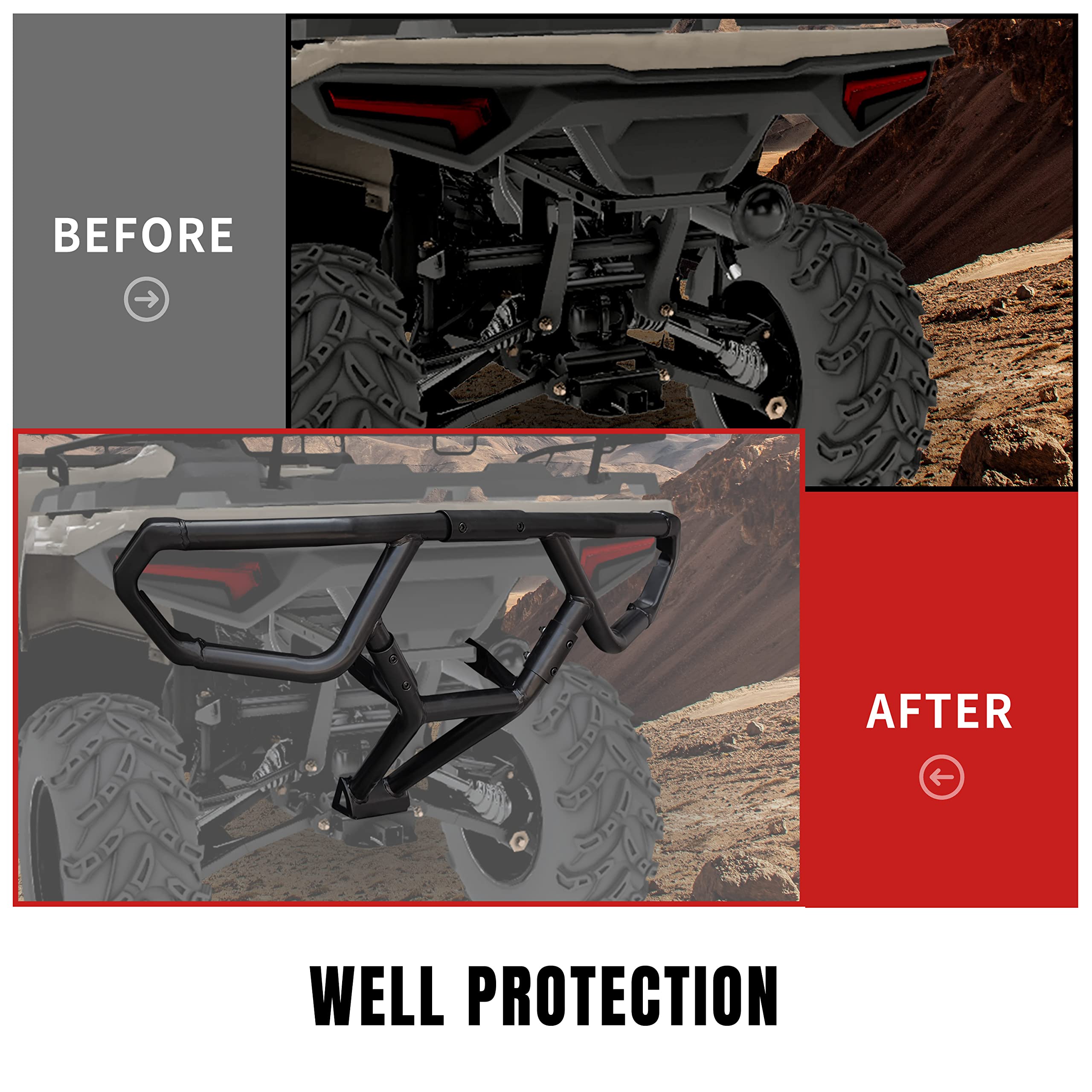 KATIMOTO Rear Bumper Guard for Polaris Sportsman 450 570 21-25, Rear Steel Tube Brushguard Bumper Guard Profile Protector for Polaris Sportsman 450 570 Touring 2021-2025 Accessories, Replace #2884847