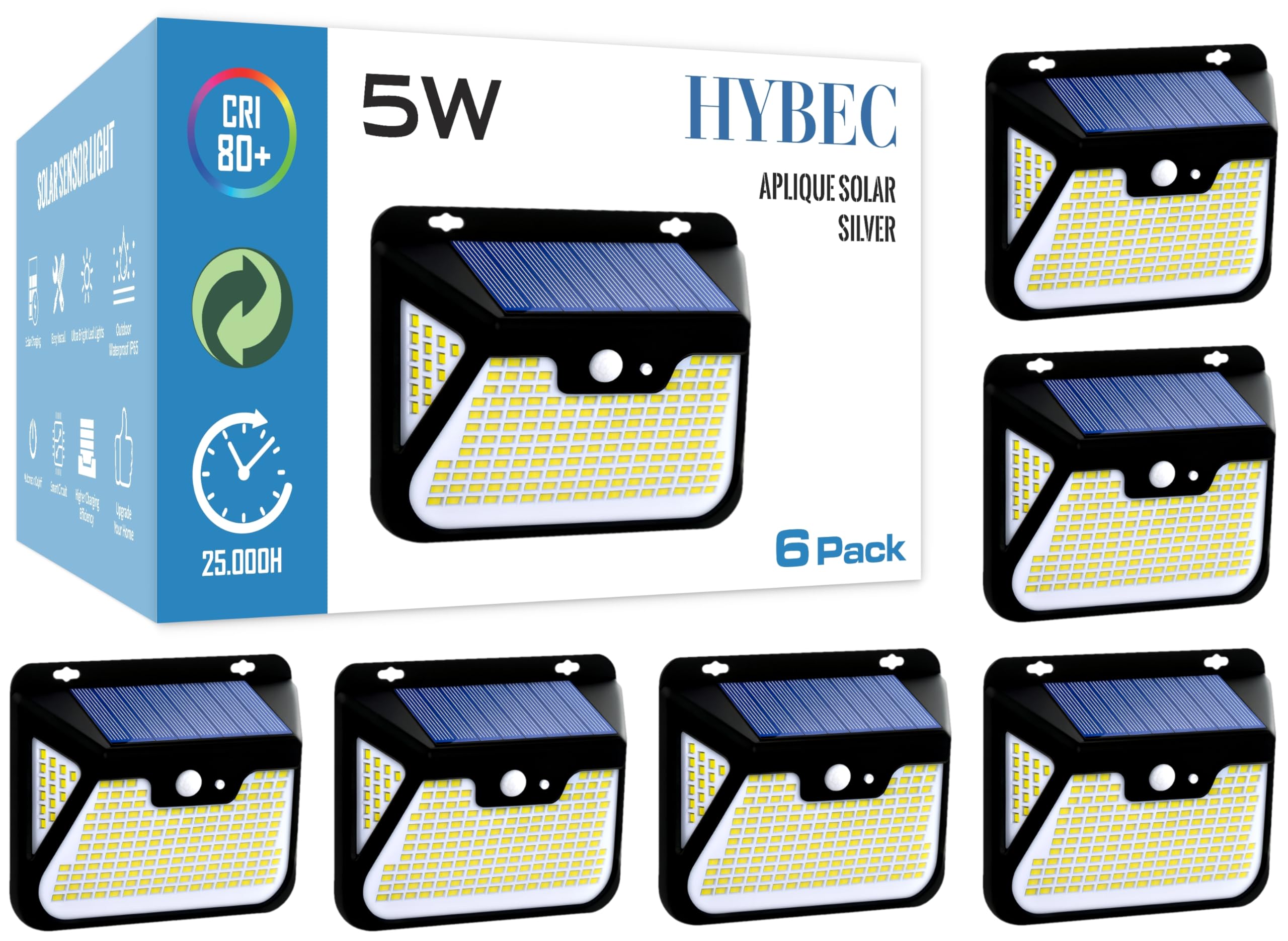 Solar Lampe Mit Bewegungsmelder Außen - LED Strahler für Garten, Solarlicht Mit Licht (6er Pack)