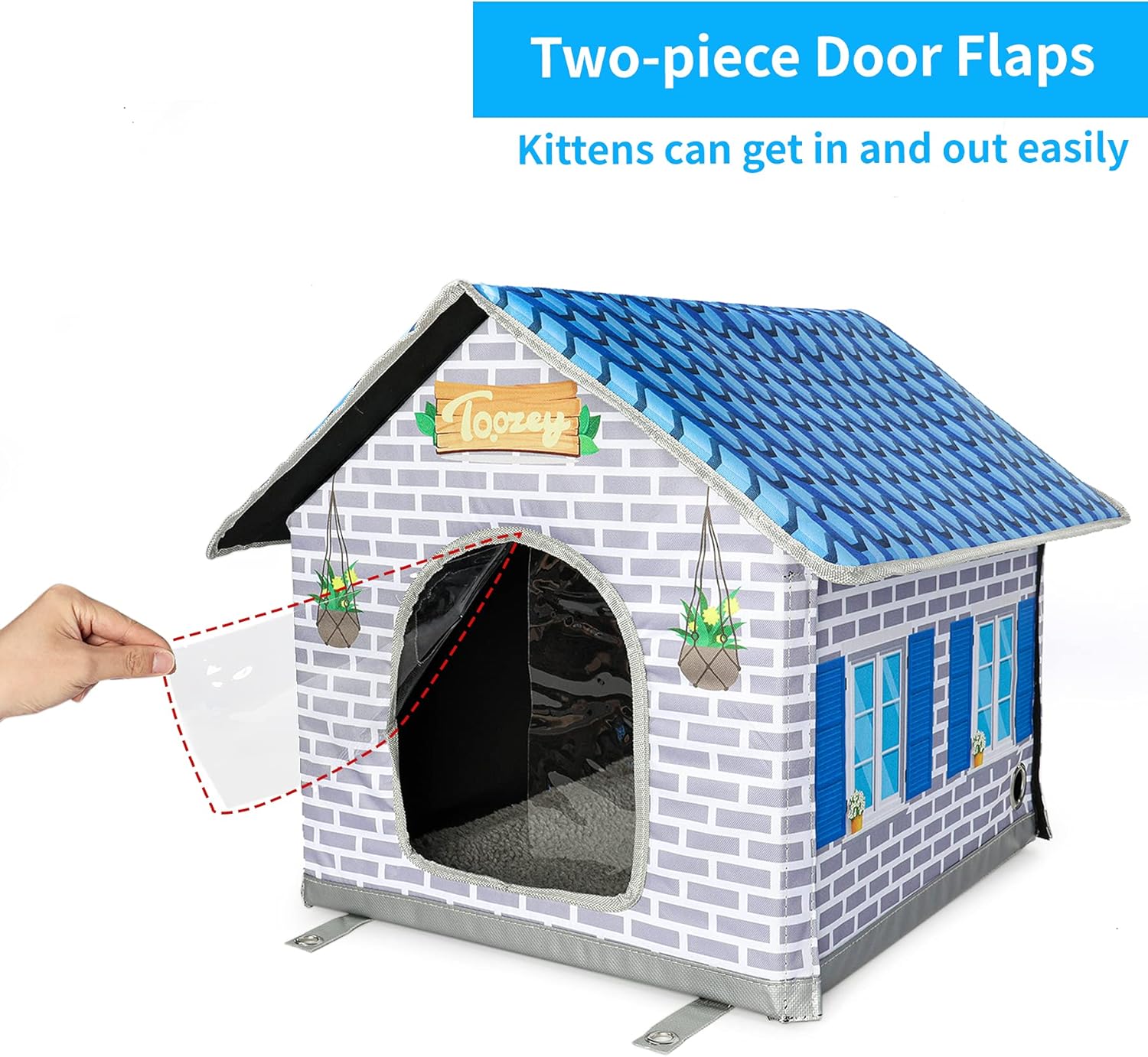 Toozey Heated Cat House for Winter, Indoor/Outdoor Cat House Weatherproof with Heated Cat Bed, Providing Safe Feral Cat House for Cats or Small Dog, Easy to Assemble Cat Shelter : Pet Supplies