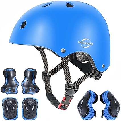 SLA-SHOP Kids Boys and Girls Protective Gear Set, Outdoor Sports Safety Equipment 7Pcs Child Helmet Knee &Elbow Pads Wrist Guards for Roller Scooter Skateboard Bicycle?3-8Years Old?