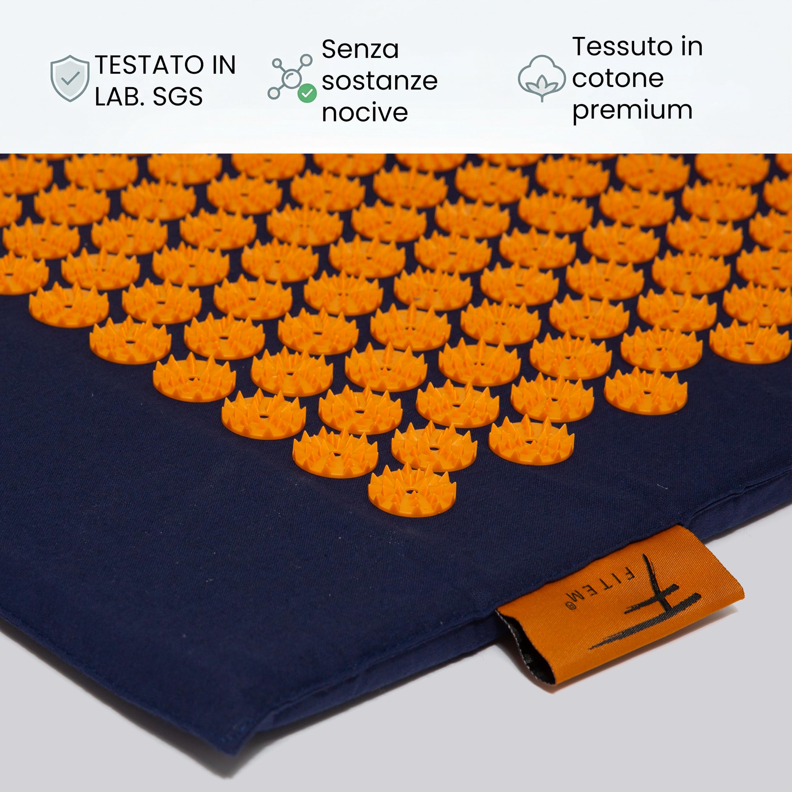 Fitem Tappetino per Digitopressione con Cuscino per Massaggio e Relax, Supporto per Schiena e Collo, Ideale per Yoga, Pilates e Recupero, Favorisce Benessere e Riposo a Casa