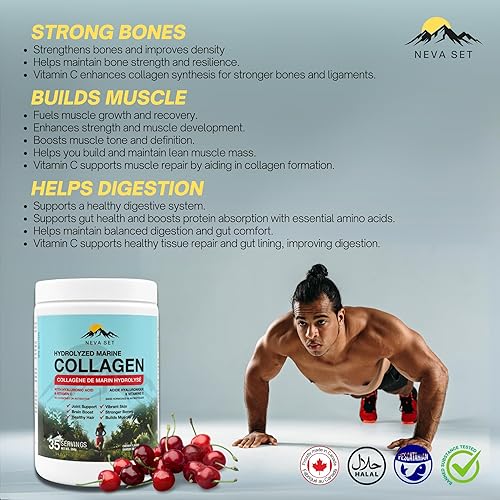 Miniatura 4 de Colágeno marino hidrolizado con ácido hialurónico y vitamina C  12.35 oz70 cucharadas de NevaSet, con delicioso sabor a cereza natural. Apoya