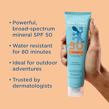 Blue Lizard Australian Sport Mineral Sunscreen Lotion, SPF 50, 5 fl oz