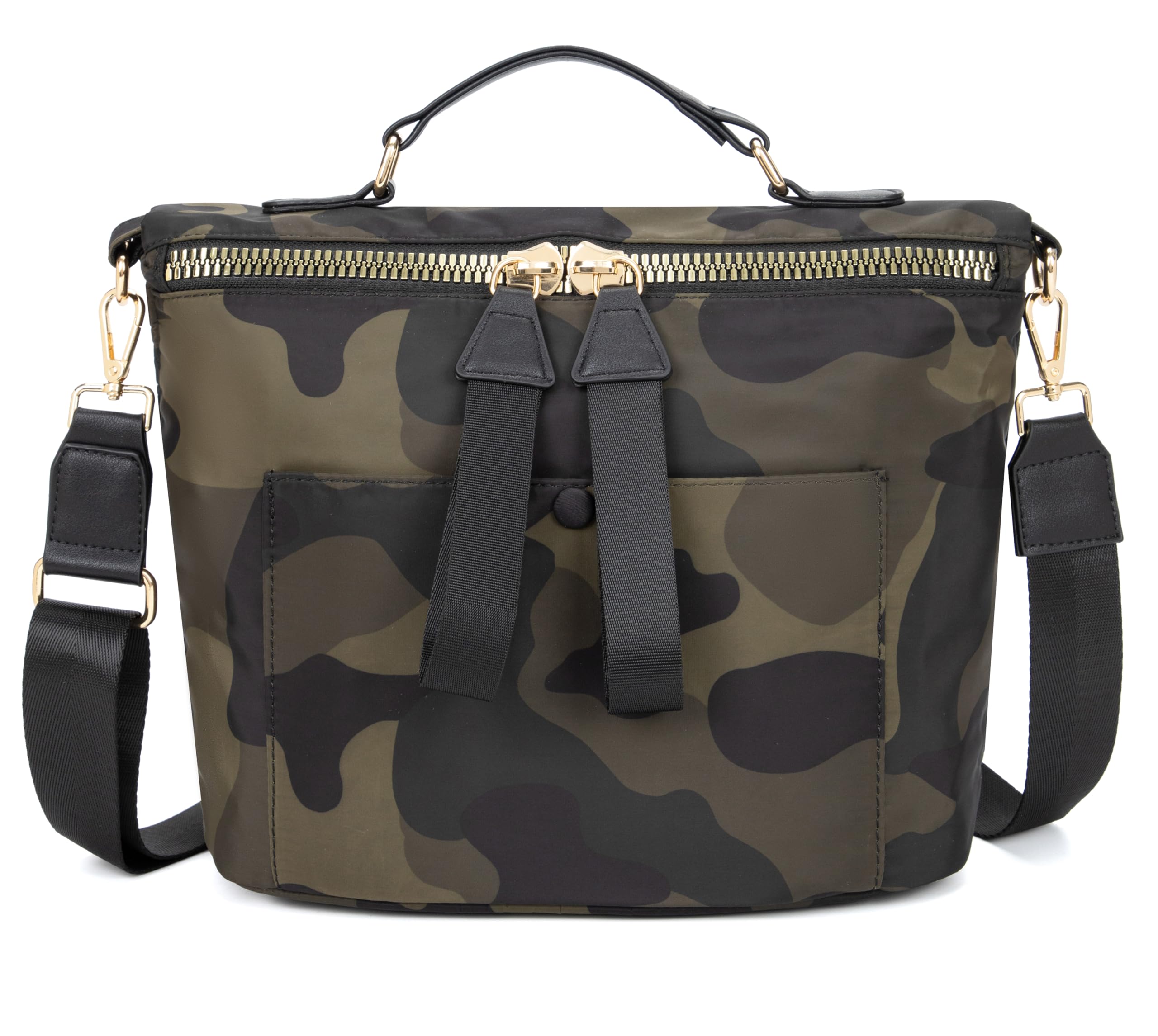 Nylon Crossbody Bag for Women Large Work Tote Bag Lightweight Waterproof Ladies Handbag with Strap (Army Green)