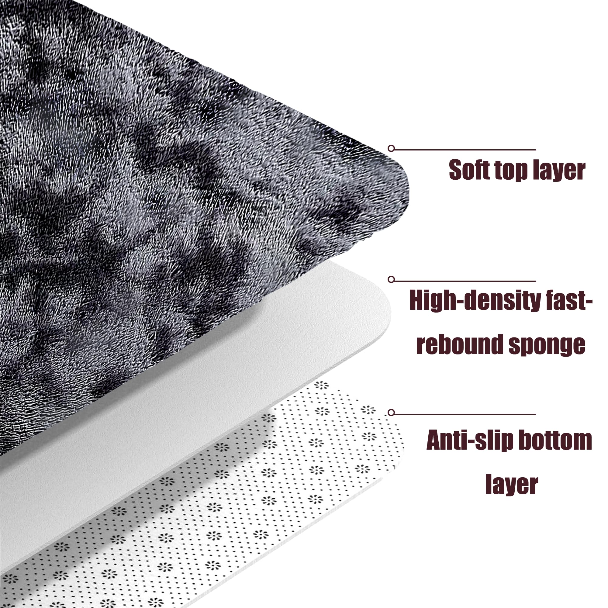 Tapis Moelleux Chambre 250 x 270 cm Lavable en Machine Tapis Shaggy Doux Moderne Design pour Décoration de Salon, Chambre à Coucher, d'enfant, Gris Foncé