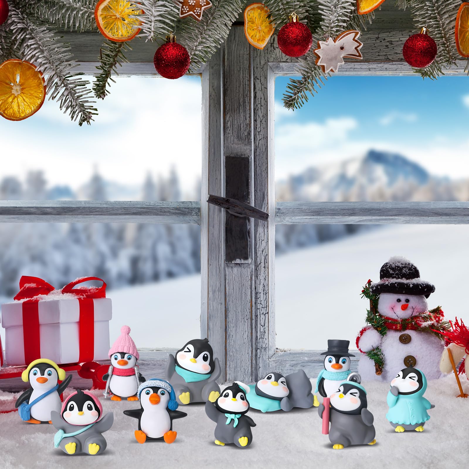 Macarrie 50 Stück Pinguin-Figuren, niedliche Pinguin-Charaktere, Spielzeug, Arktis-Mini-Pinguin-Figuren, Sammlung, Spielset, Winter, kleine Cartoon-Pinguin-Kuchenaufsatz, für Jungen, Mädchen,