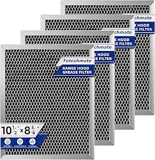 97007696 Charcoal Filter Replacement for Range Hood 41F Grease Filter 6105c 8-3/4" x 10-1/2" Aluminum Mesh Charcoal Carbon Filter Compatible with Most Brand Stove Vents -4 PACKS by Fetechmate