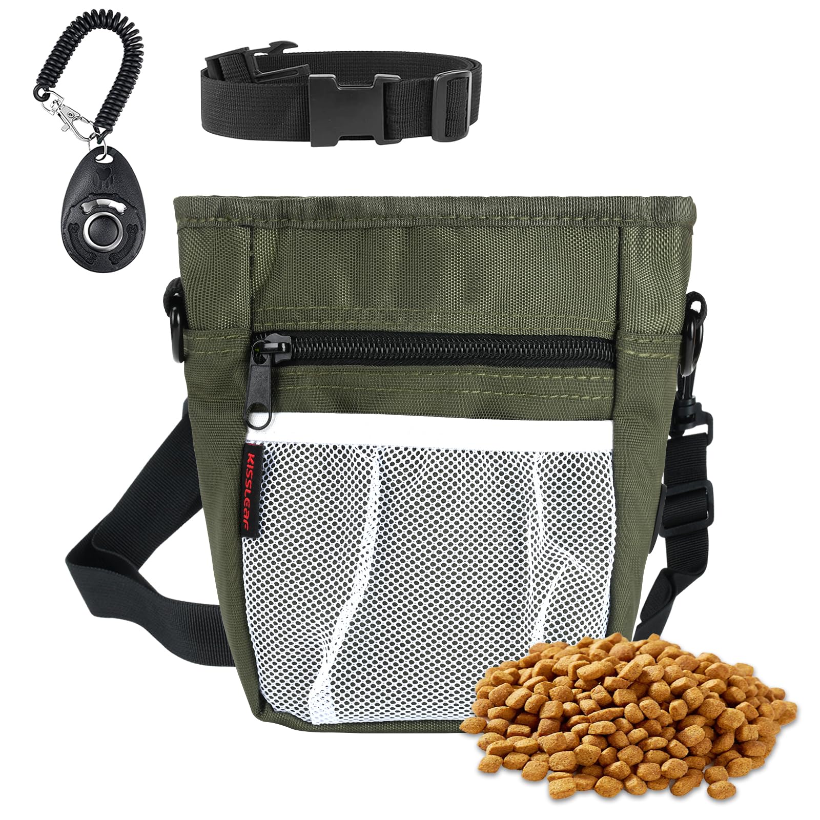 kissleaf Dog Treat Pouches for Pet Training with Magnetic Closure Treat Pouches for Pet Training,Large Dog Treat Training Pouch and Dog Clicker,