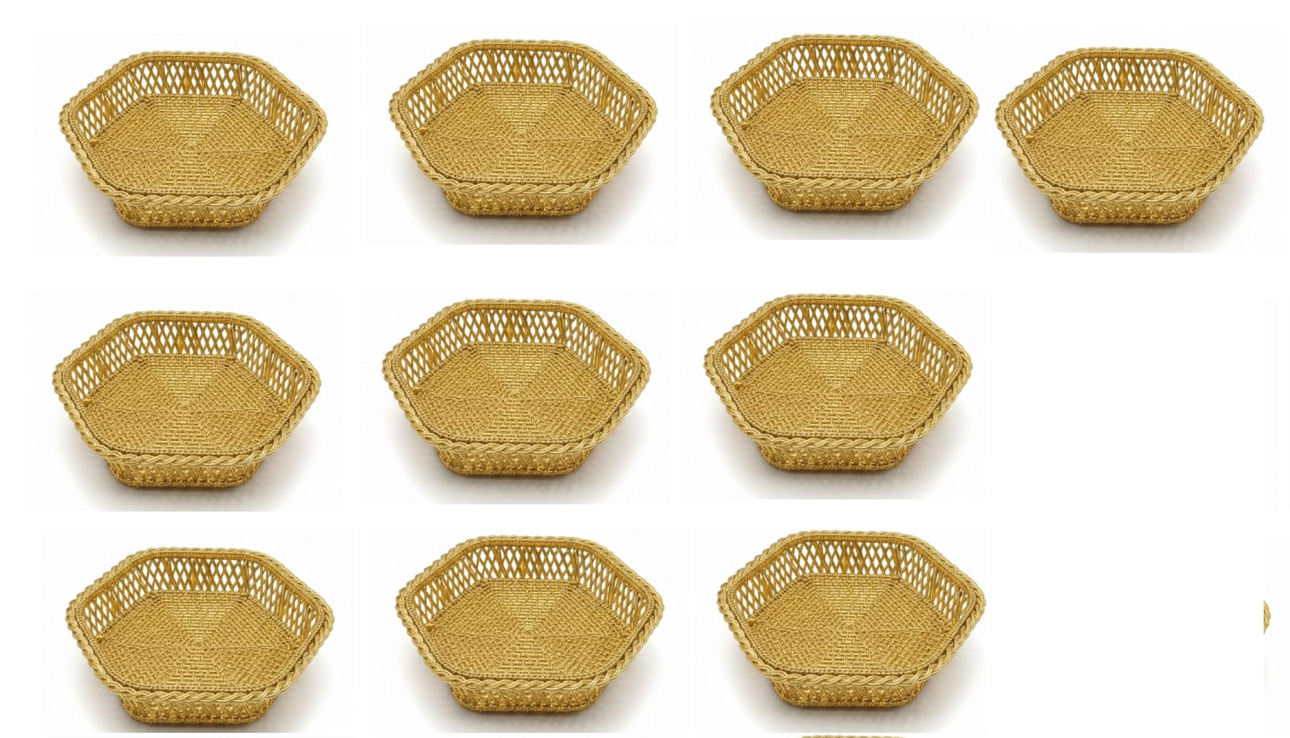 Gold Six Sided Storage Basket for Fruits and Vegetables, Small Size, Return Gift for Pooja, Wedding, Babyshower, House Warming, Anniversary pack of 10-image-23