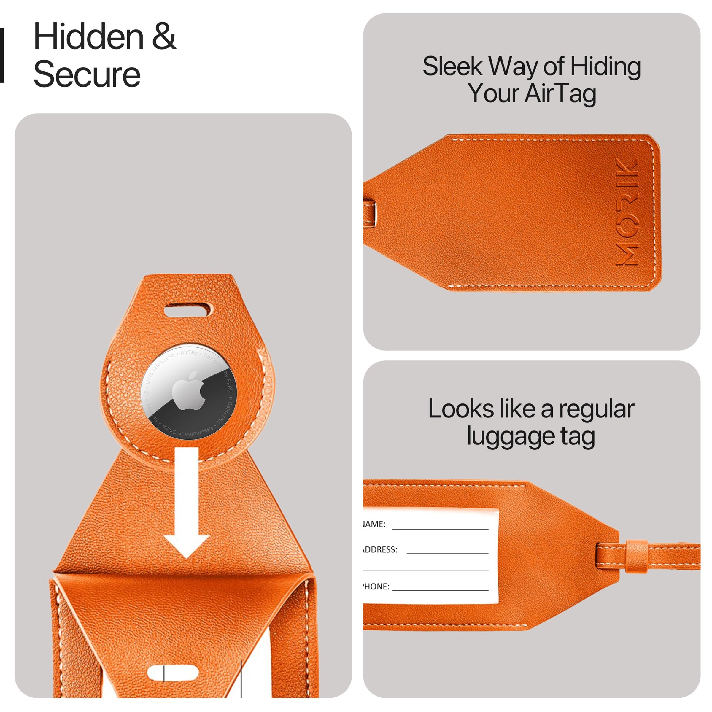 Amazon.com: MORIK Secret AirTag Leather Luggage Tag Tracking